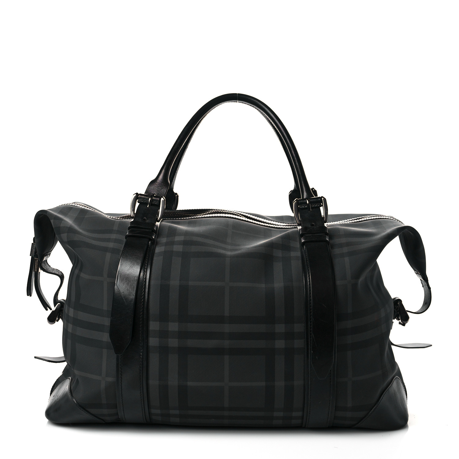 BURBERRY★素敵！UNI Black Check WEEKENDER Duffle Bag BURBERRY Nylon Smoked Check Weekend Duffle Bag Black 1036970