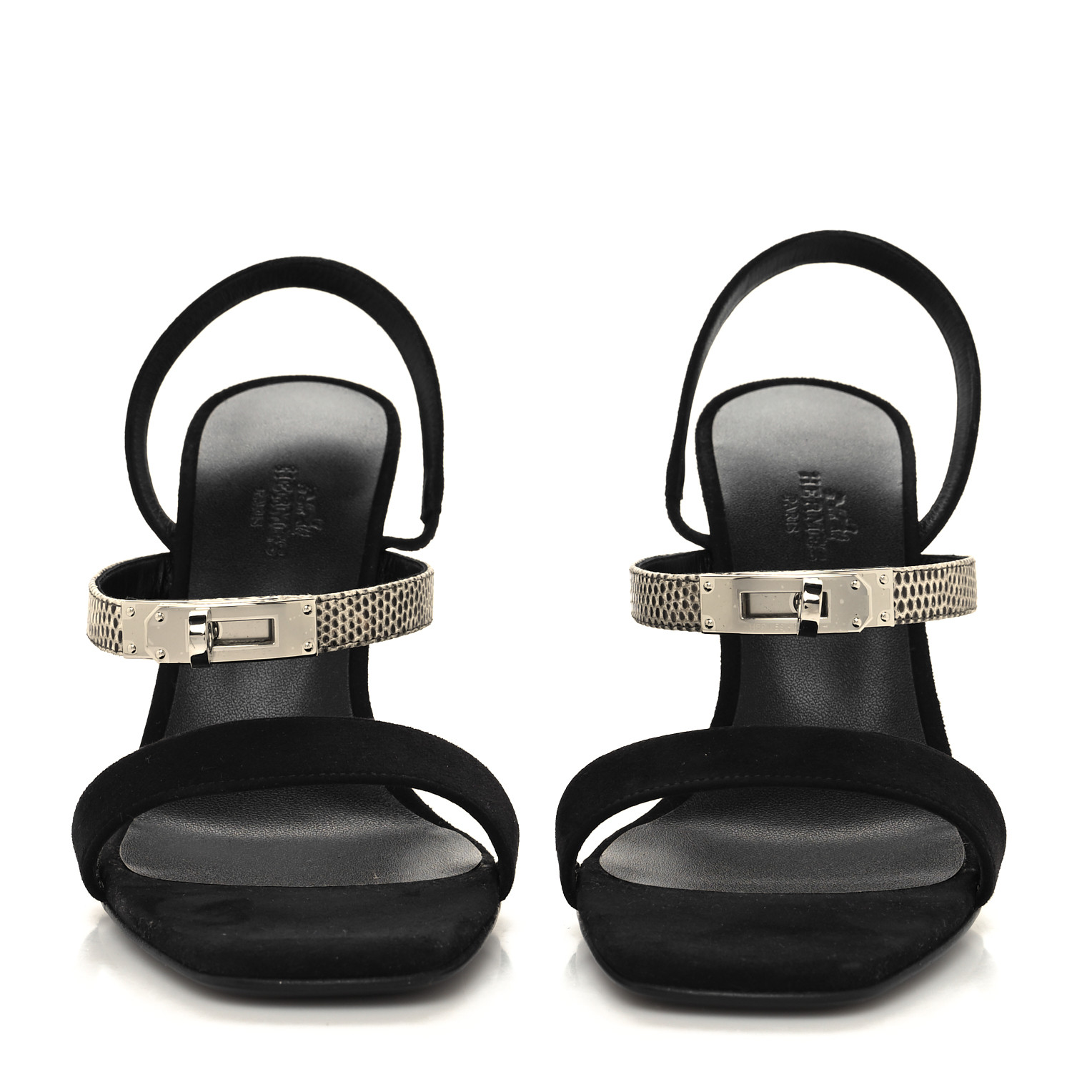 【Special Archives】 70s Hermes goat HERMES Suede Goatskin Crystal Premiere 70 Sandals 39 Black