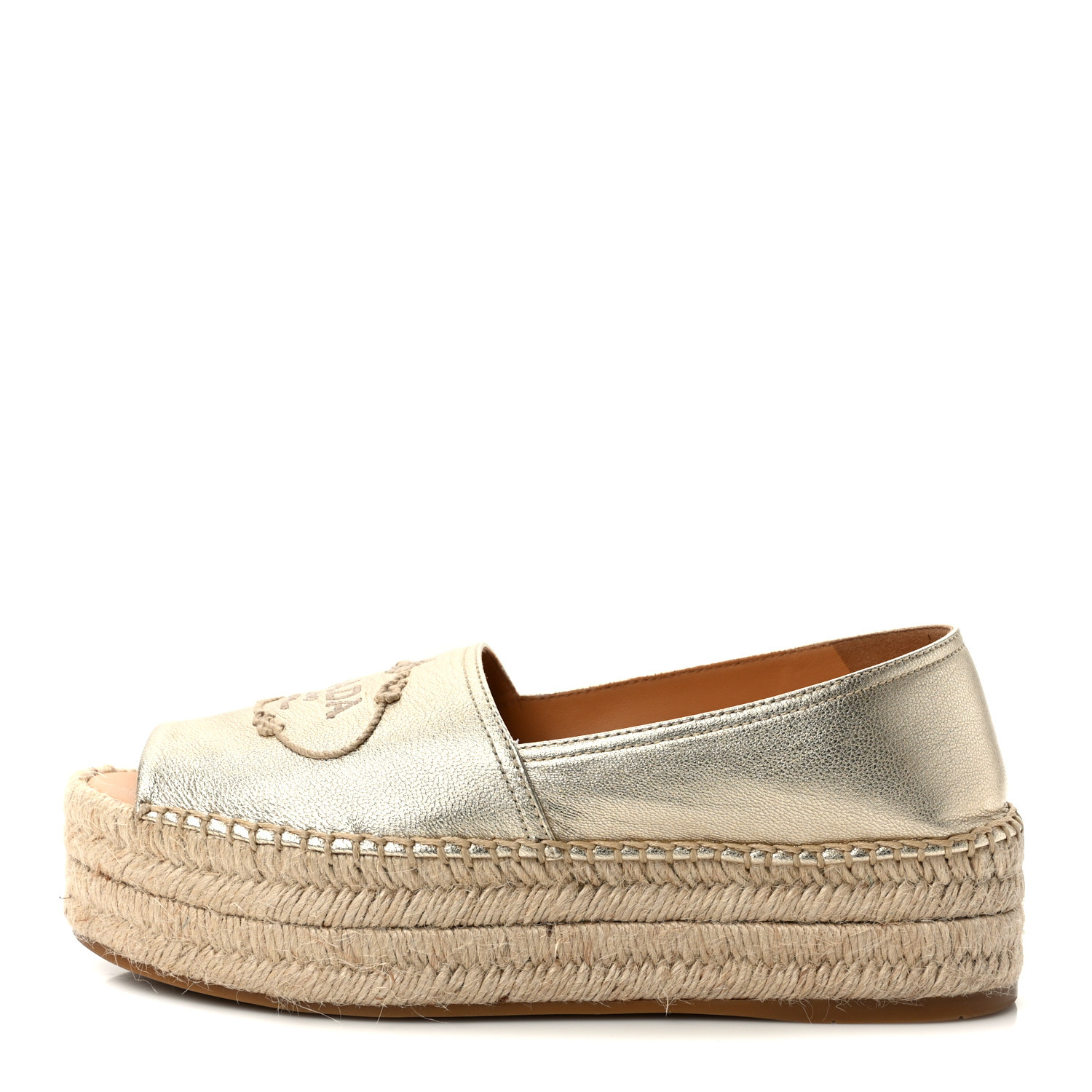 サンダル・ミュール PRADA Gold Leather Espadrilles Explore a Prada Gold Leather Calzature Donna Espadrille