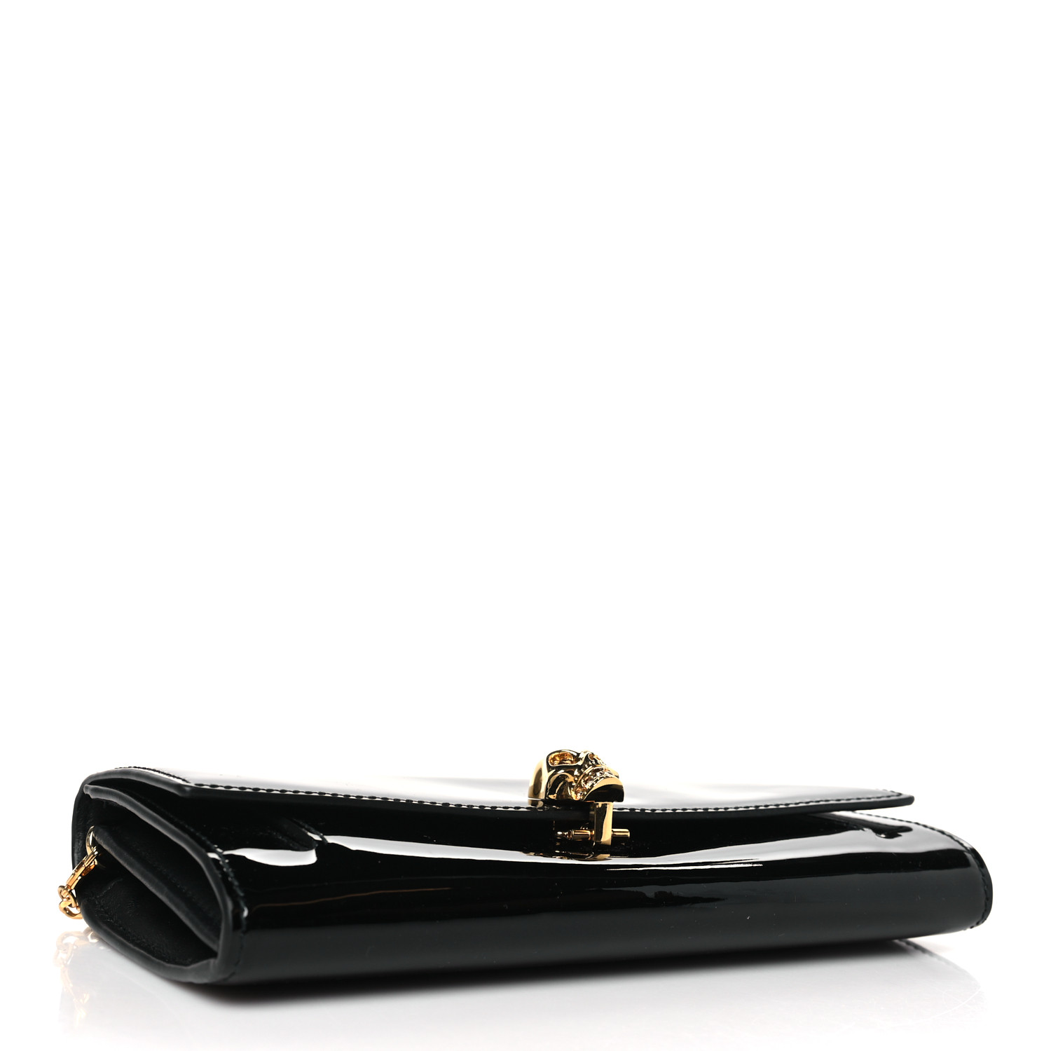 ALEXANDER MCQUEEN Patent Skull Wallet on Chain Black 1470949