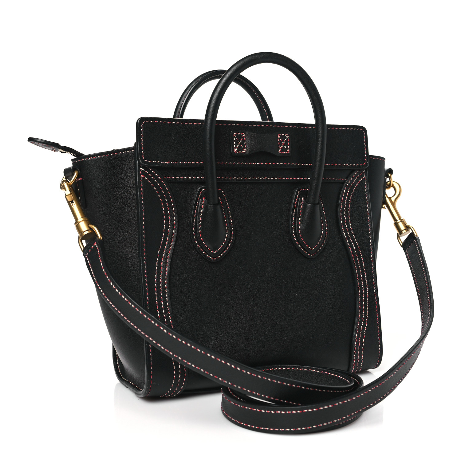 CELINE Shiny Smooth Calfskin Stitched Nano Luggage Black Multicolor 3