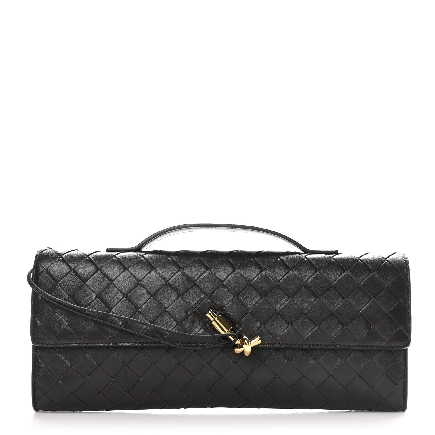 クラッチバッグ Bottega Veneta Andiamo Clutch In Intrecciato Nappa BOTTEGA VENETA Andiamo intrecciato metallic leather clutch