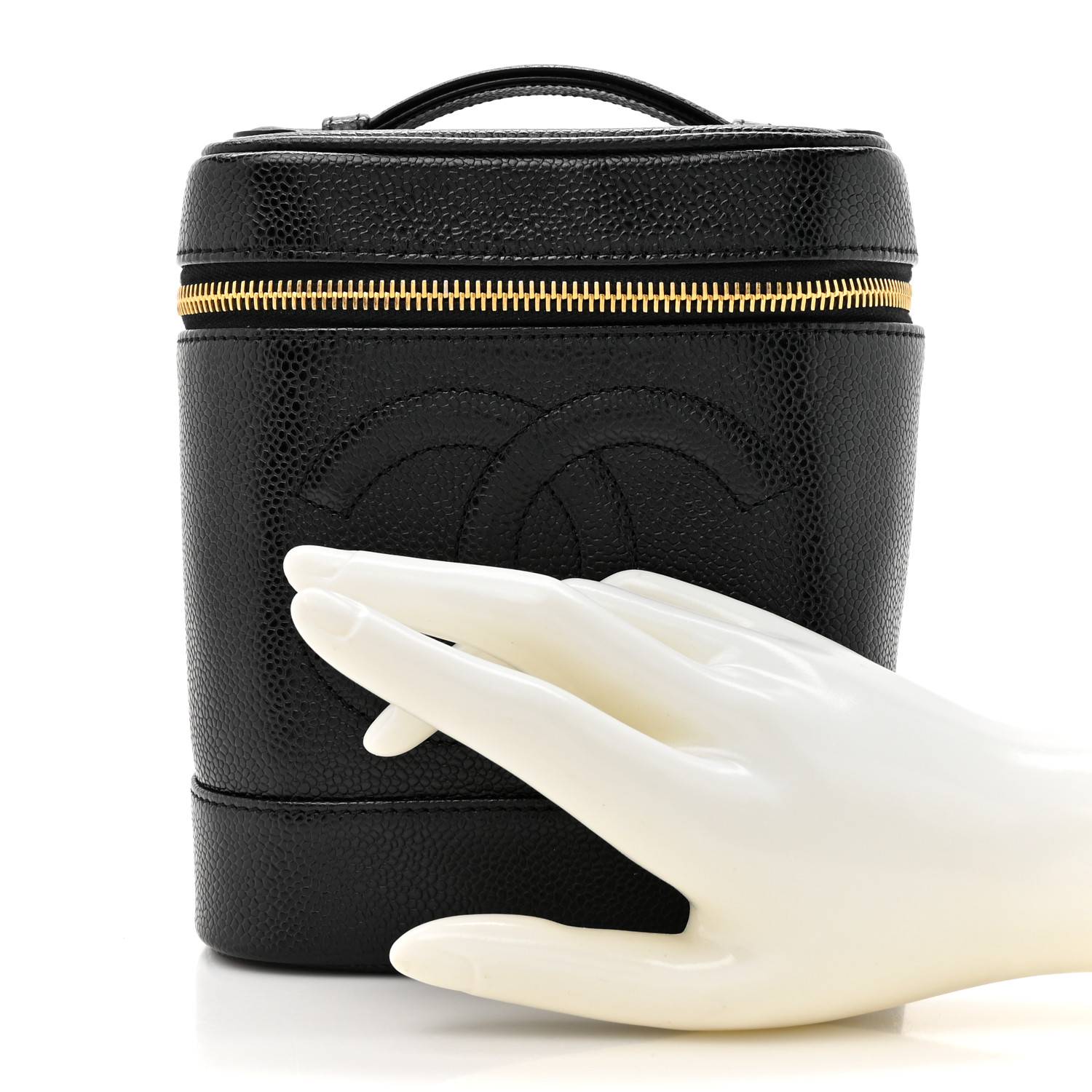 CHANEL Caviar Vanity Cosmetic Case Black 2