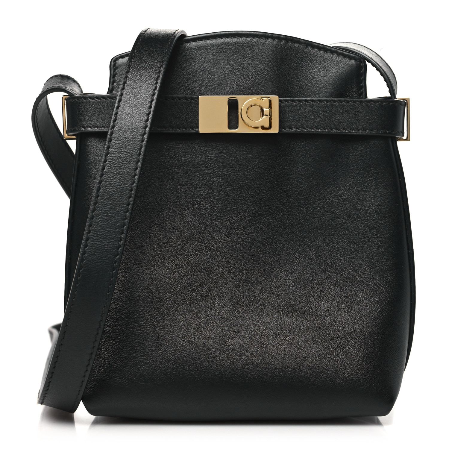 SALVATORE FERRAGAMO Calfskin Hug Smartphone Holder Black