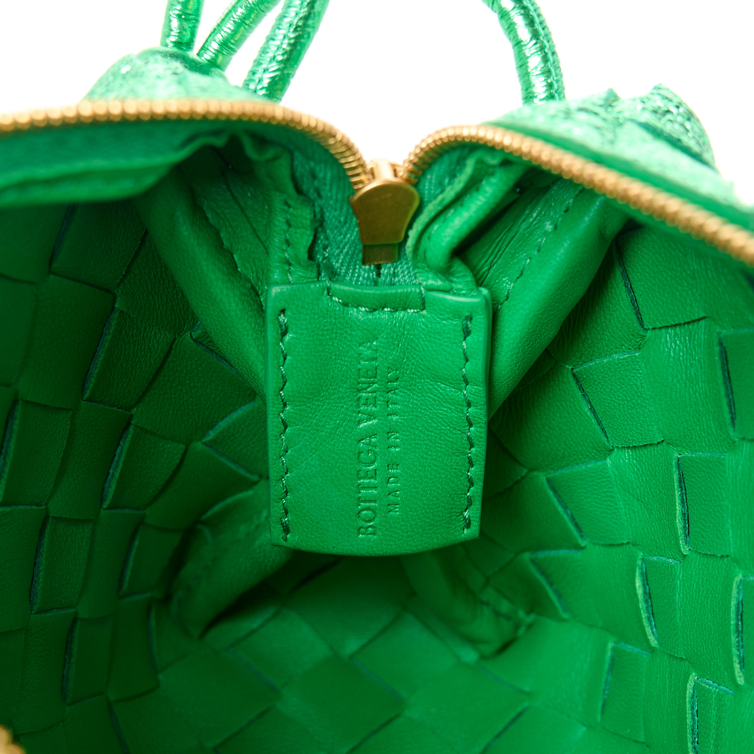 BOTTEGA VENETA Metallic Calfskin Intrecciato Mini Loop