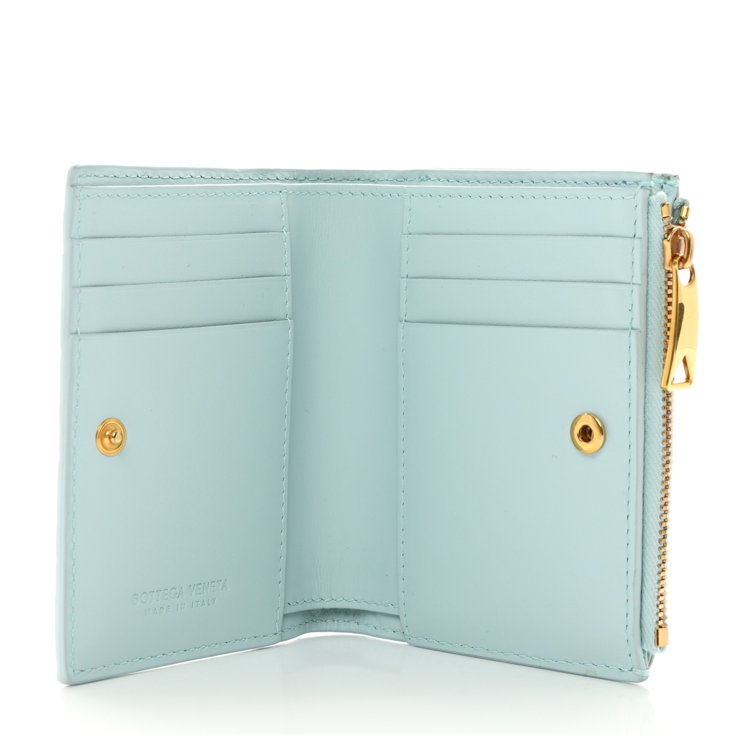 【BOTTEGA VENETA】Folded Flap Wallet Must Washed BOTTEGA VENETA Nappa Intrecciato Bifold Zip Wallet Teal