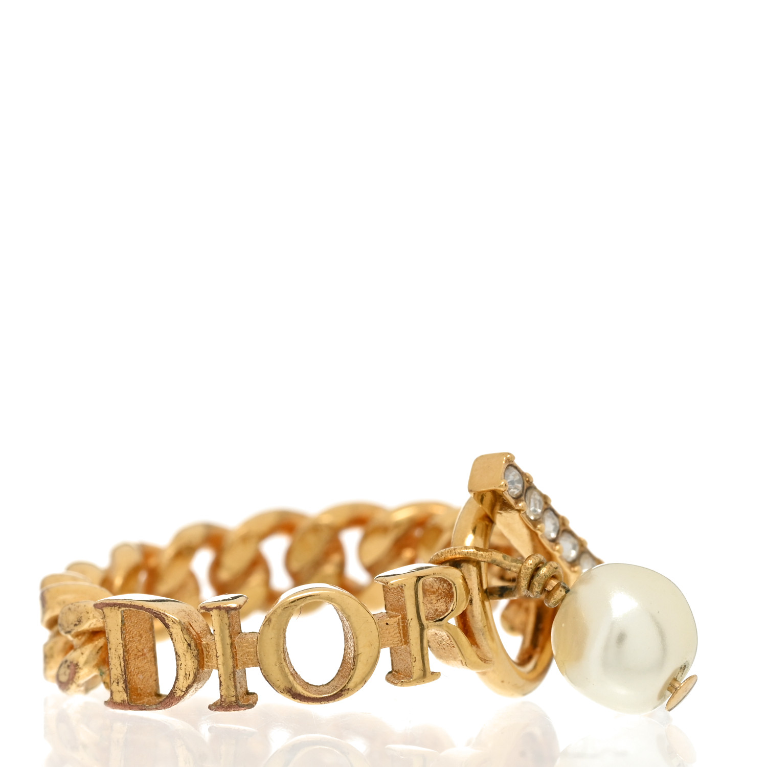 ChristanDiorリング CHRISTIAN DIOR Pearl Crystal Ring 52/6 Gold 1371168