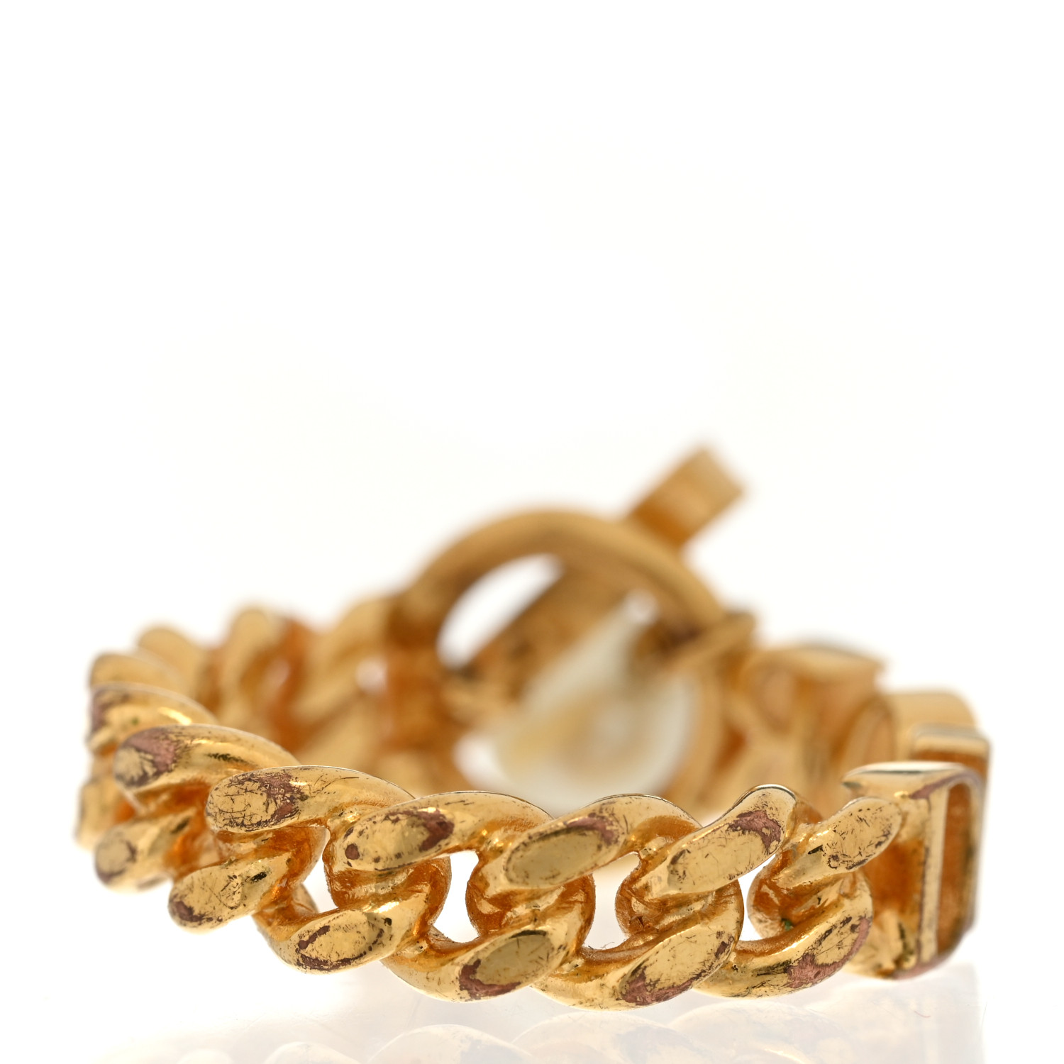 CHRISTIAN DIOR Pearl Crystal Ring 52/6 Gold 1371168