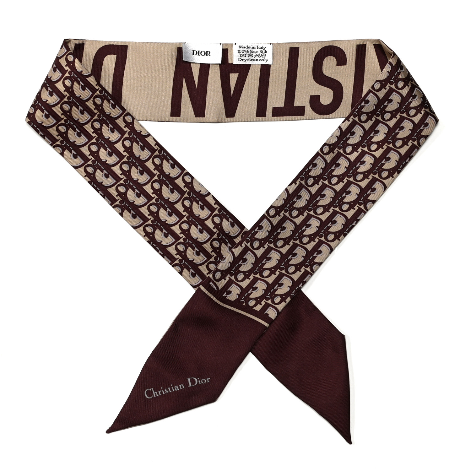 Christian Dior スカーフ CHRISTIAN DIOR Silk Oblique Mitzah Scarf Bordeaux 1037807