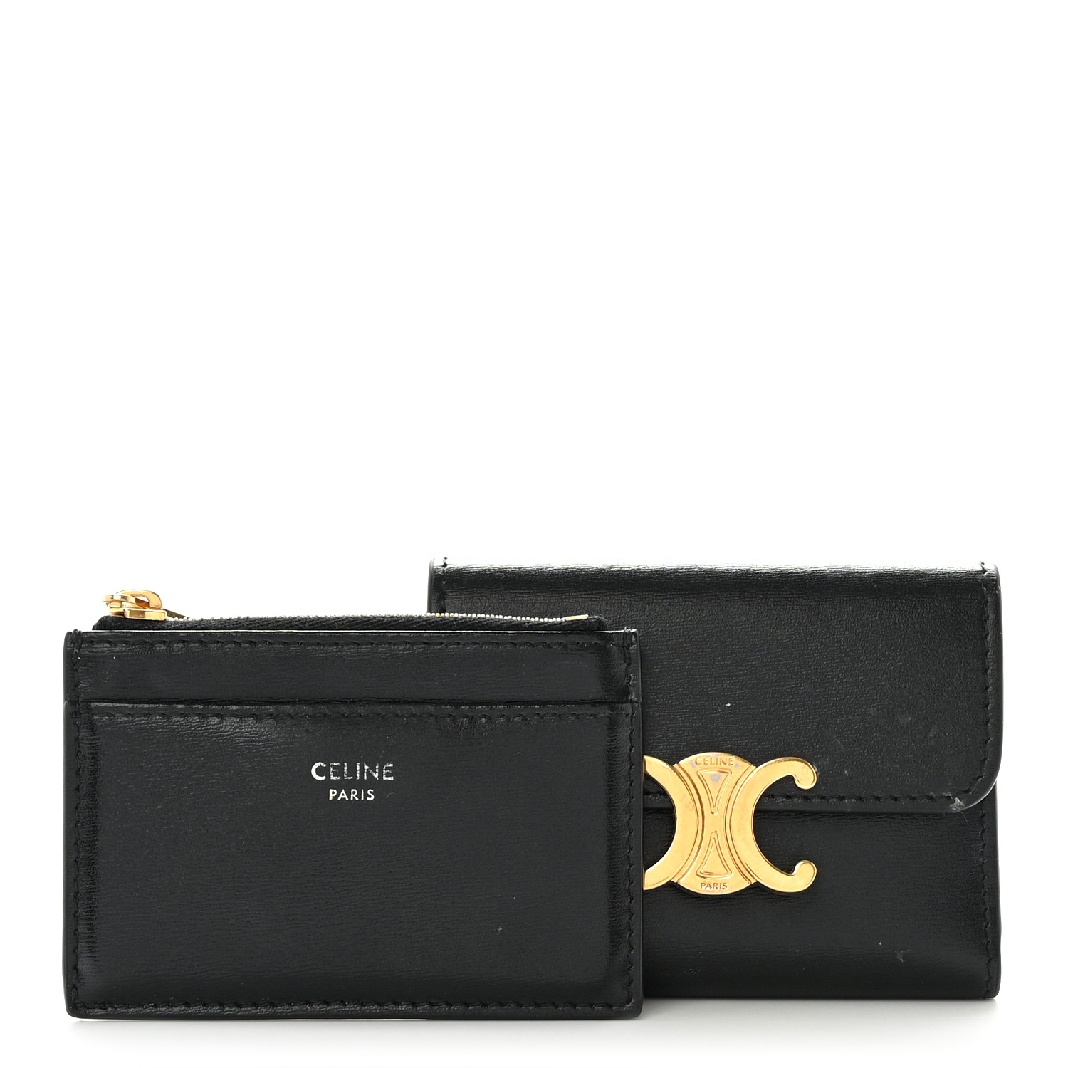 CELINE Calfskin Compact Triomphe Wallet With Coin Purse