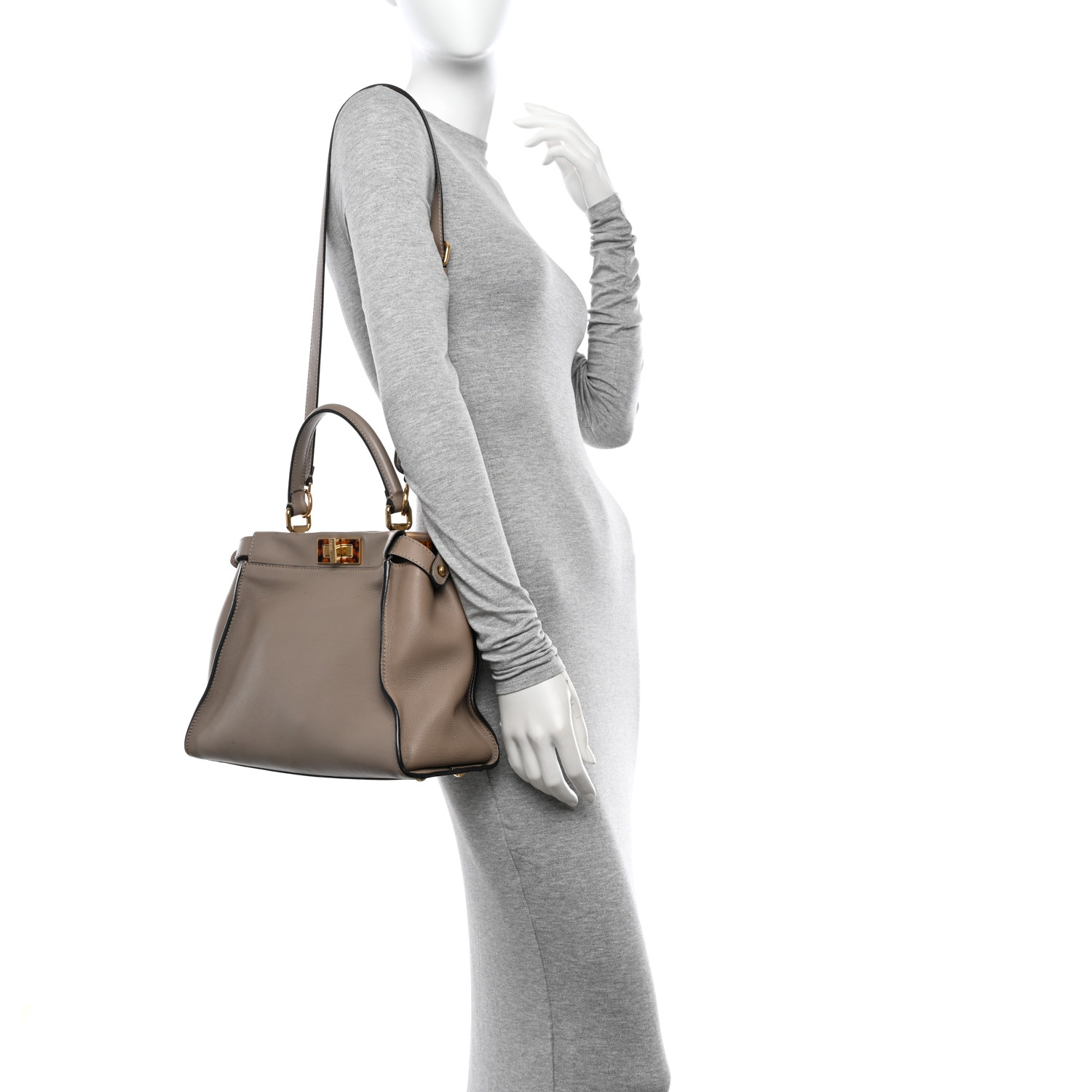 FENDI Vitello Seta Plexiglass Tortoise Medium Peekaboo Iconic Satchel Tortora 2