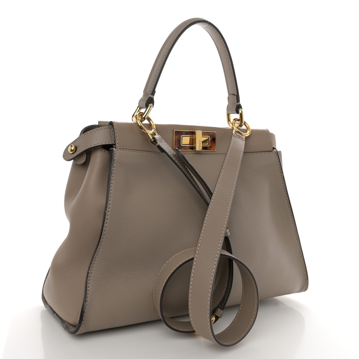 FENDI Vitello Seta Plexiglass Tortoise Medium Peekaboo Iconic Satchel Tortora 3