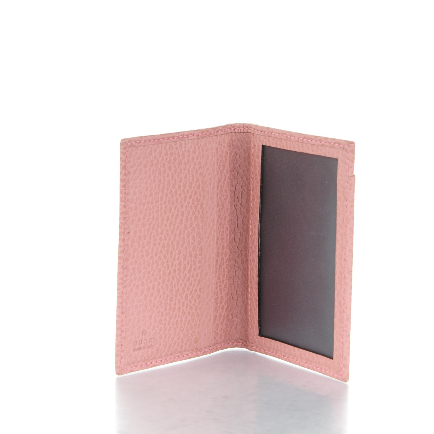 GUCCI Dollar Calfskin Swing Train Pass Card Case Soft Pink