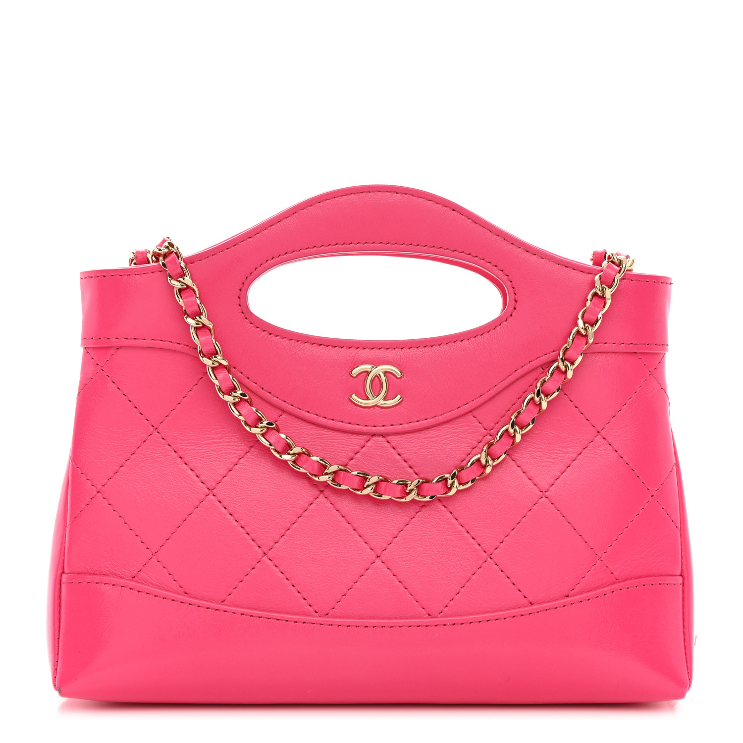 CHANEL Shiny Crumpled Calfskin Quilted Nano 31 Shopping Bag