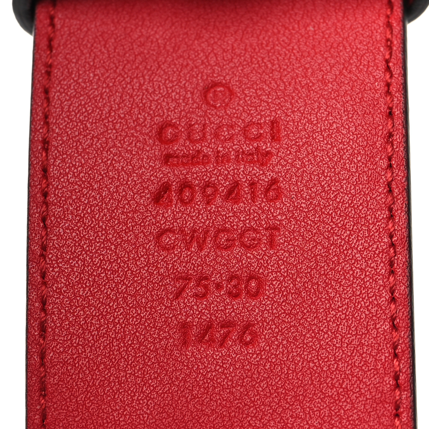 GUCCI Textured Calfskin Flower Embroidered Double G 40mm