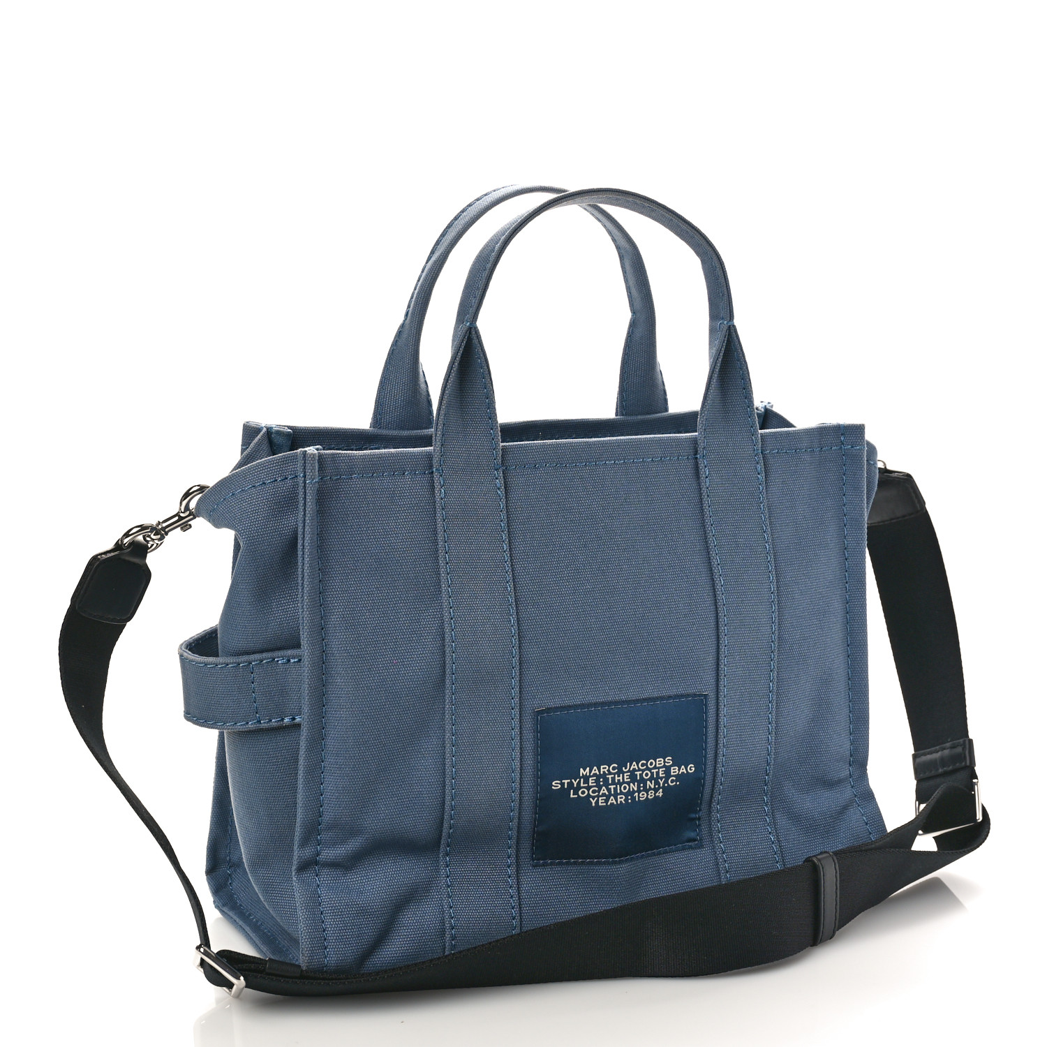MARC JACOBS Cotton Canvas Medium The Traveler Tote Bag Blue