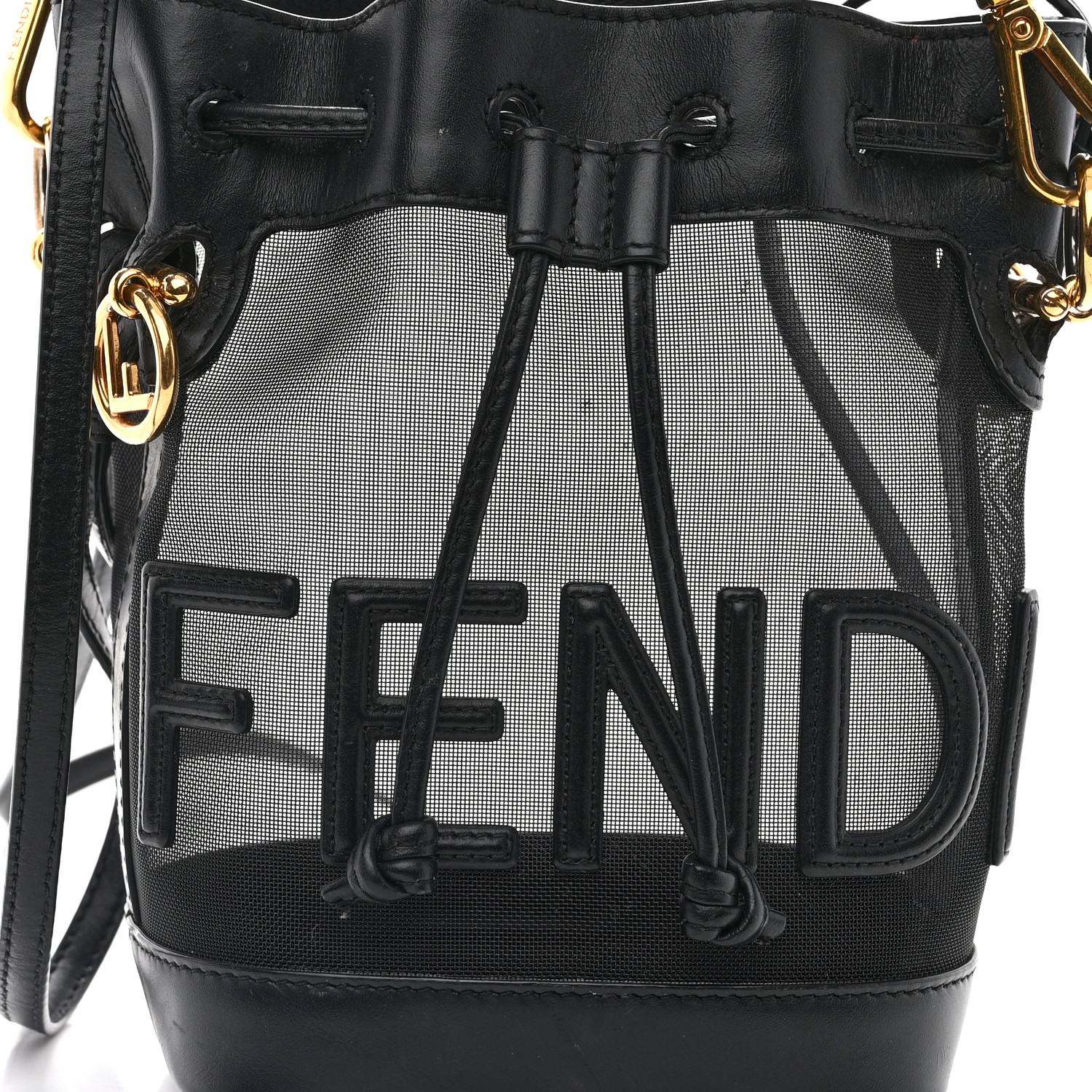 FENDI Mesh Vitello King F is Fendi Logo Embroidered Mini Mon