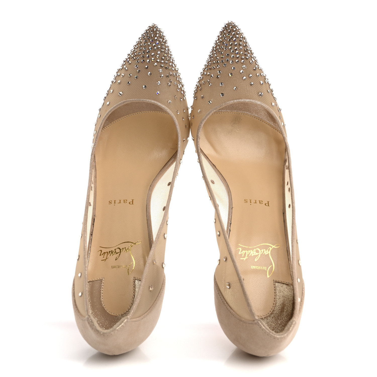 ルブタン follies strass フラットシューズ Follies Strass ベージュ メッシュ - Shoes - Women - Christian
