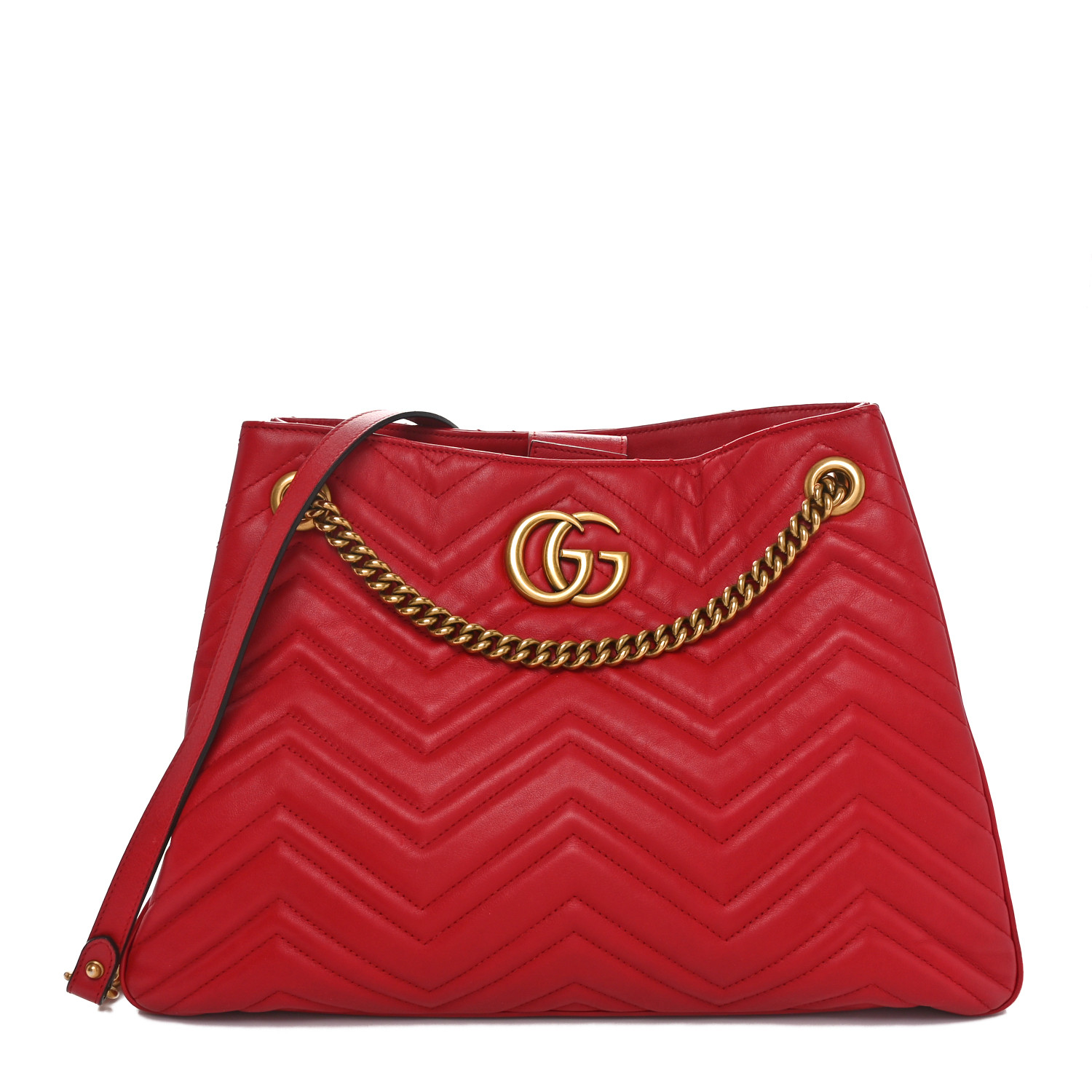 GUCCI Calfskin Matelasse Medium GG Marmont Shoulder Tote Bag