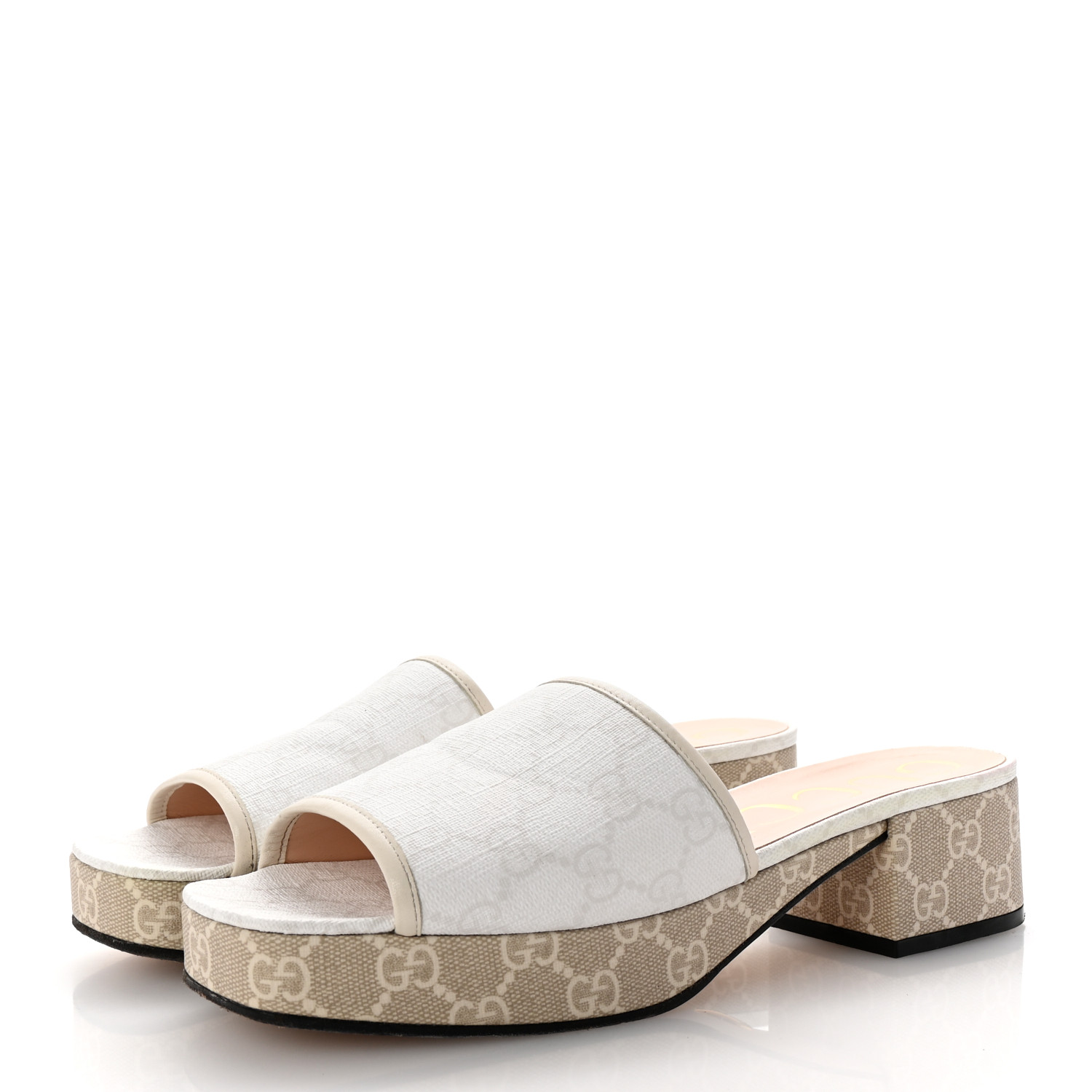 GUCCI GG Supreme Monogram Malaga Kid Platform Mule Sandals