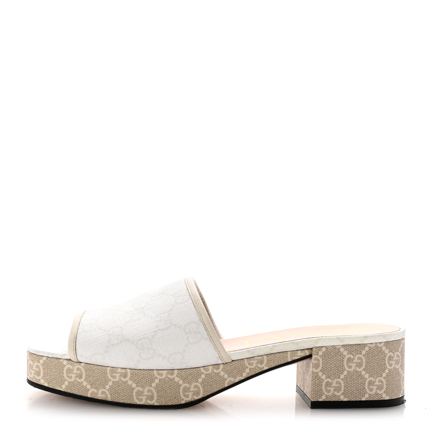 GUCCI GG Supreme Monogram Malaga Kid Platform Mule Sandals