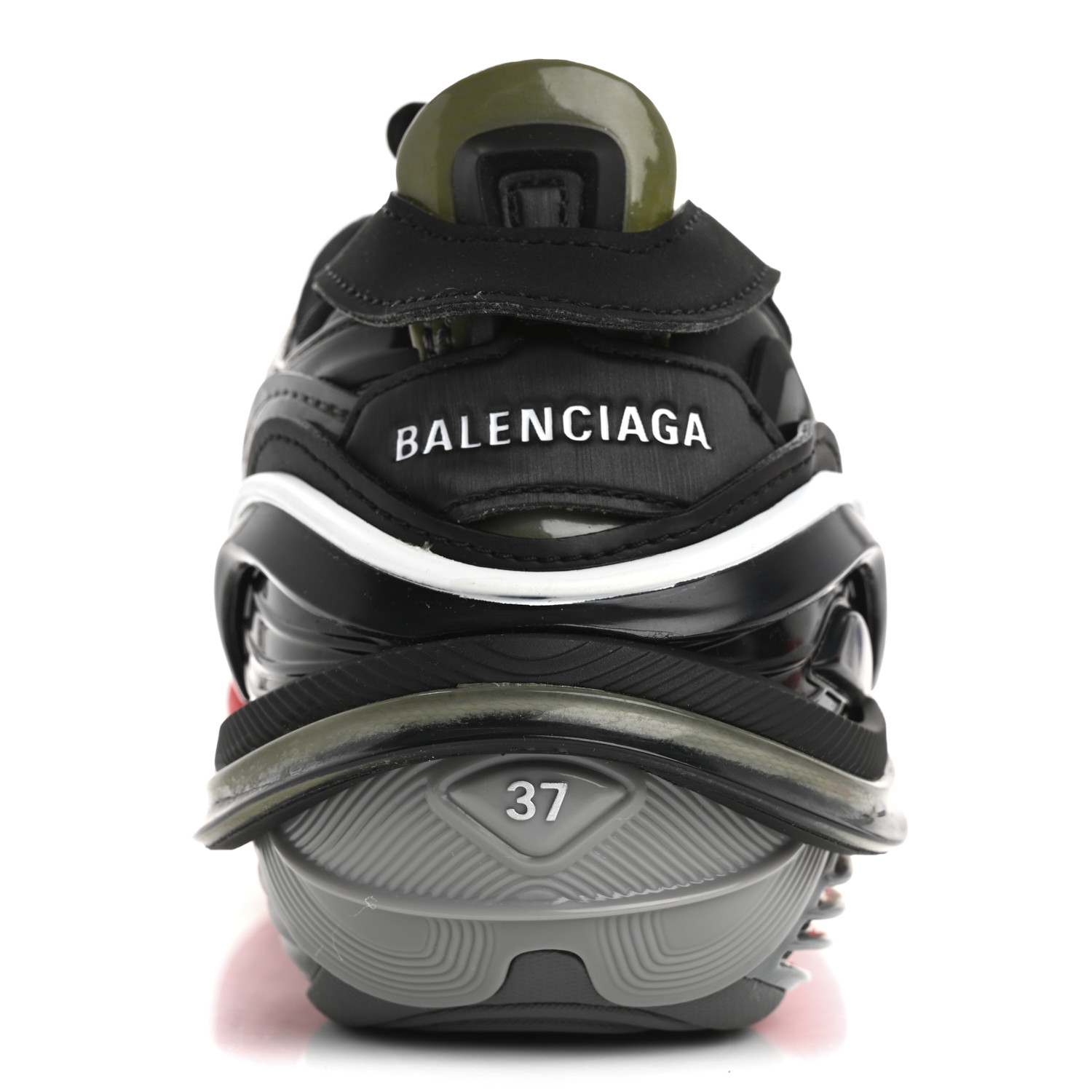 BALENCIAGA Rubber Mesh Womens Tyrex Sneakers 37 Black Red