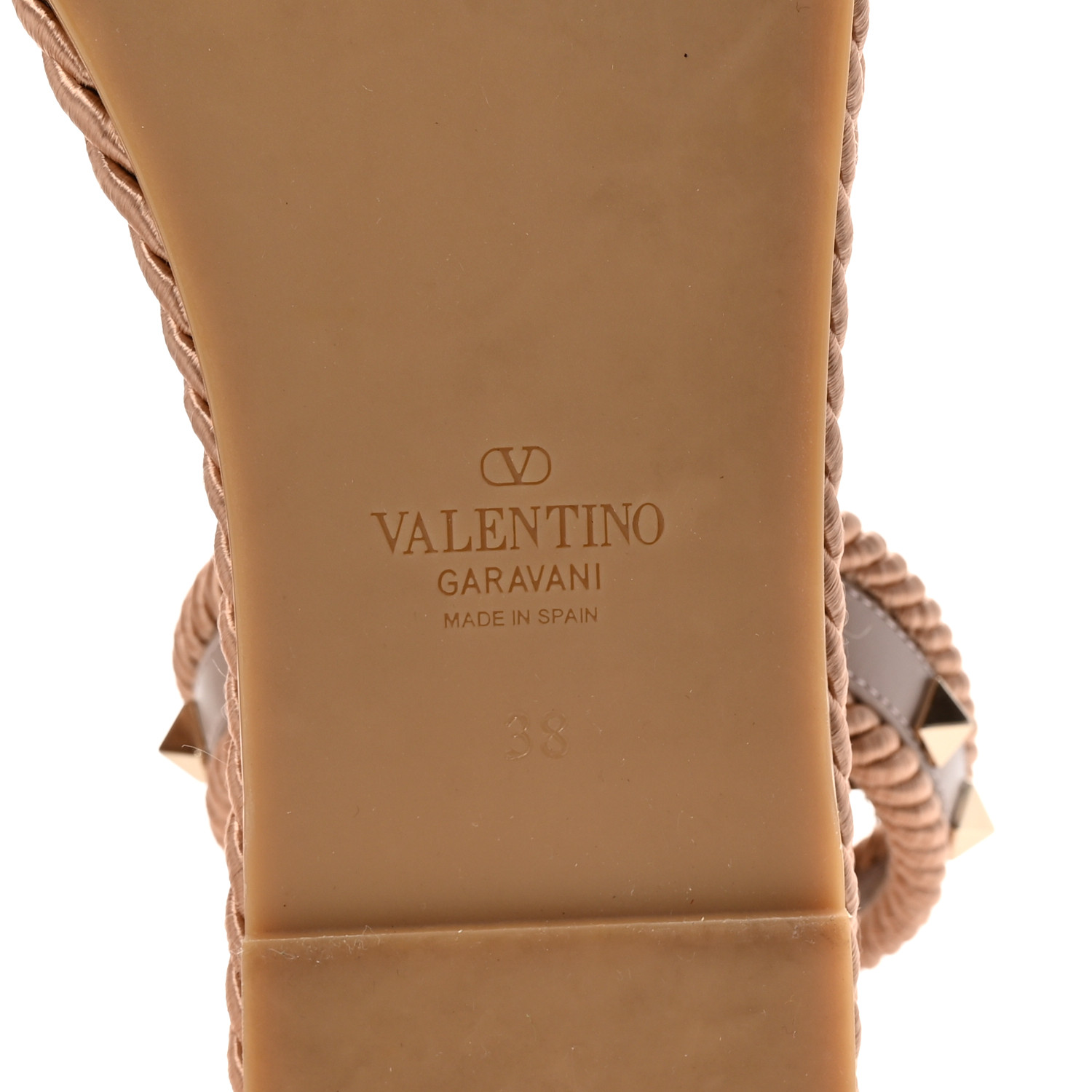 valentino garavani ヴァレンティノ エスパドリーユ 38 VALENTINO GARAVANI Calfskin Rockstud Rope Espadrille