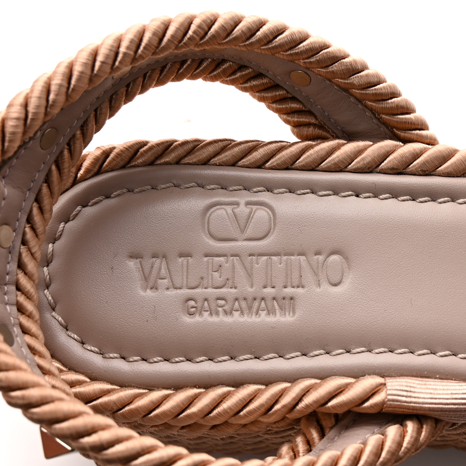 valentino garavani ヴァレンティノ エスパドリーユ 38 VALENTINO GARAVANI Calfskin Rockstud Rope Espadrille