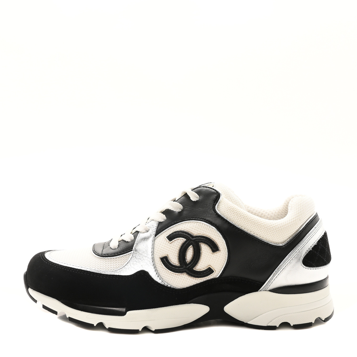 CHANEL Mesh Suede Calfskin Grained Calfskin Womens CC