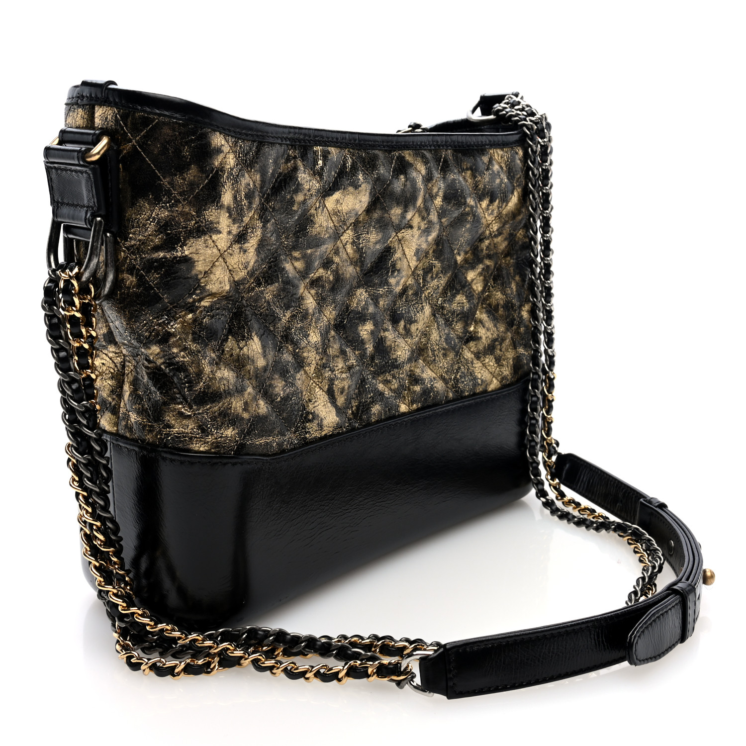 CHANEL Metallic Crumpled Goatskin Quilted Medium Gabrielle
