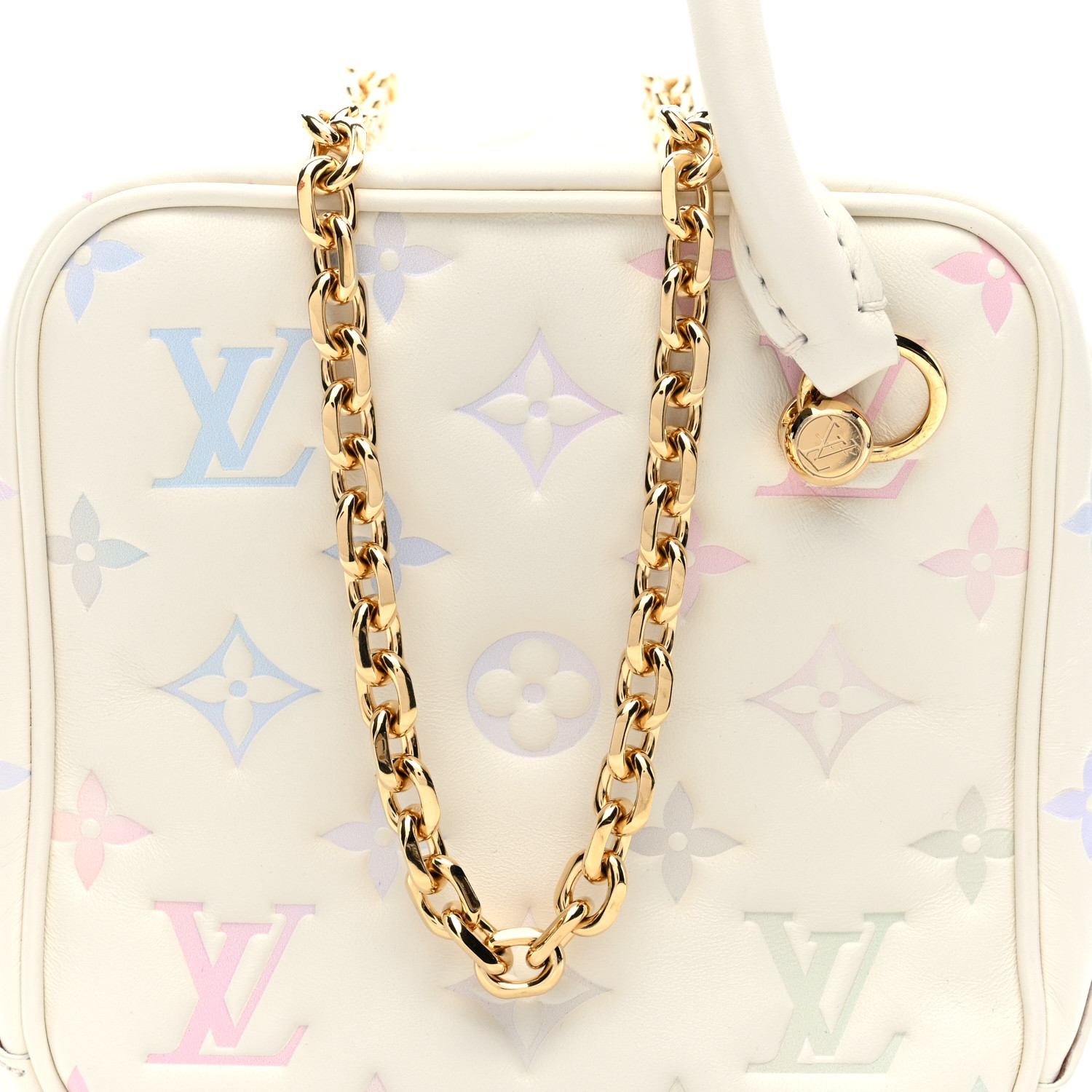LOUIS VUITTON - m LOUIS VUITTON Lambskin Embossed Monogram New Square Bag