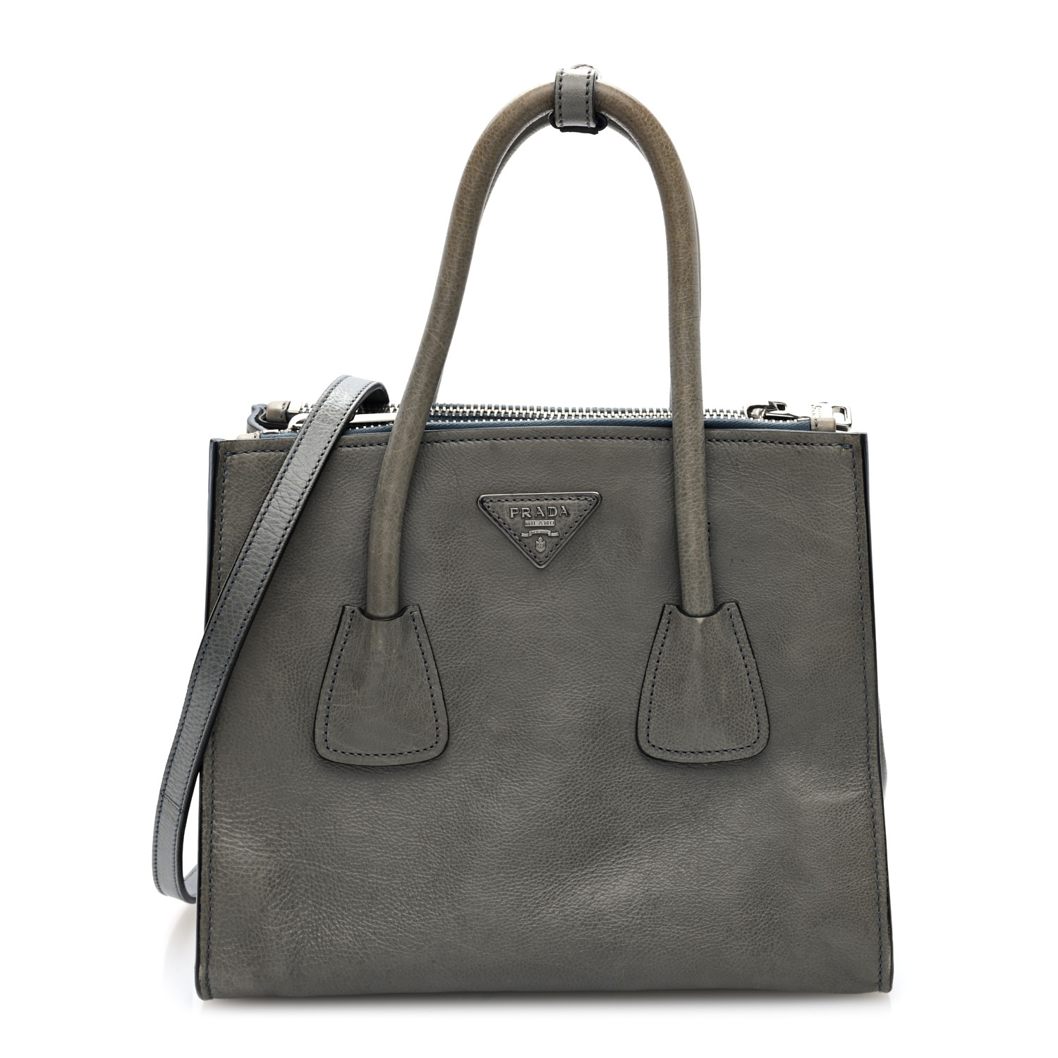 PRADA Glace Calf Twin Pocket Tote Marine 1678696 | FASHIONPHILE