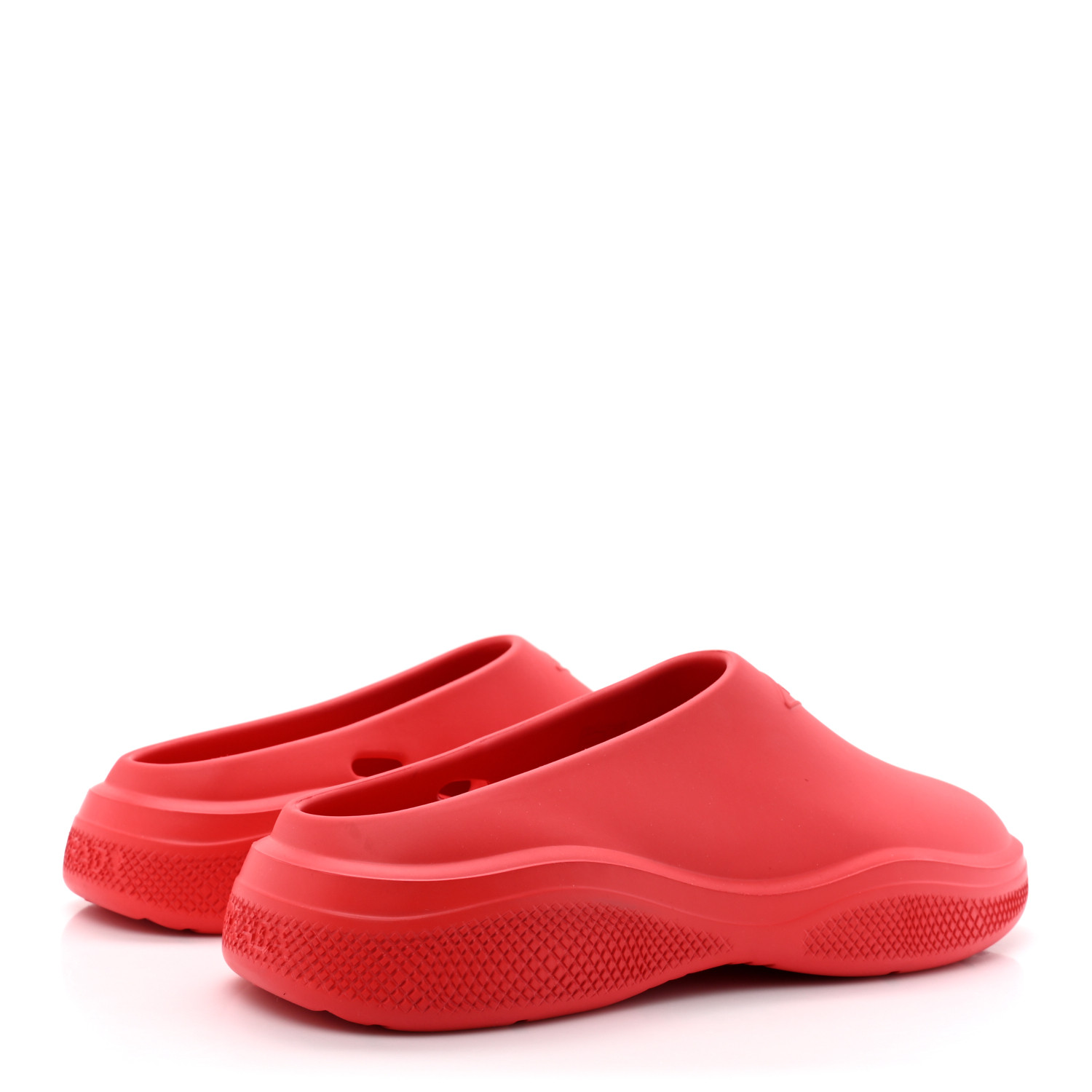 PRADA Soft Mellow Rubber Embossed Mens Triangle Logo Mules