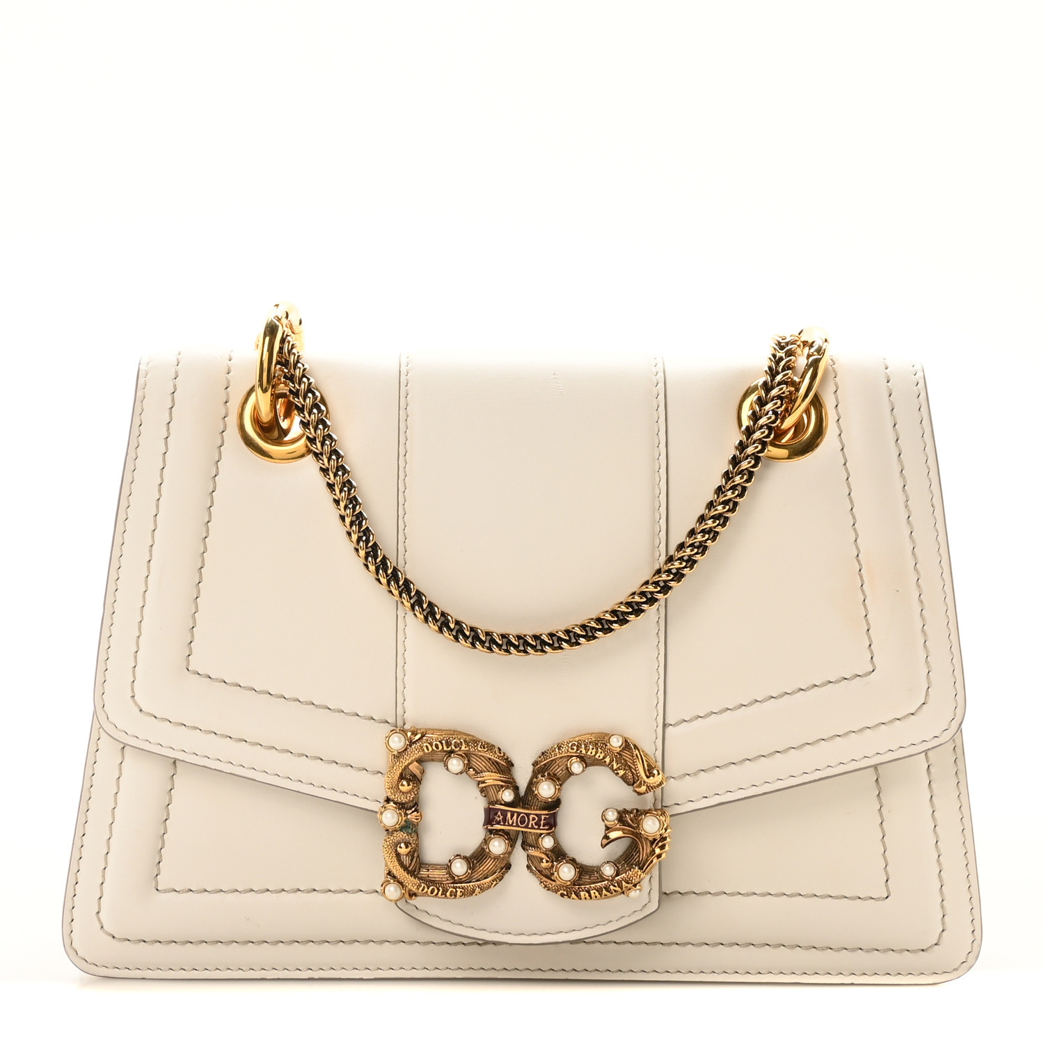 【関税＆送料込み】Dolce & Gabbana Smooth Calfskin Handbag DOLCE & GABBANA Smooth Calfskin Small DG Amore Satchel Bag