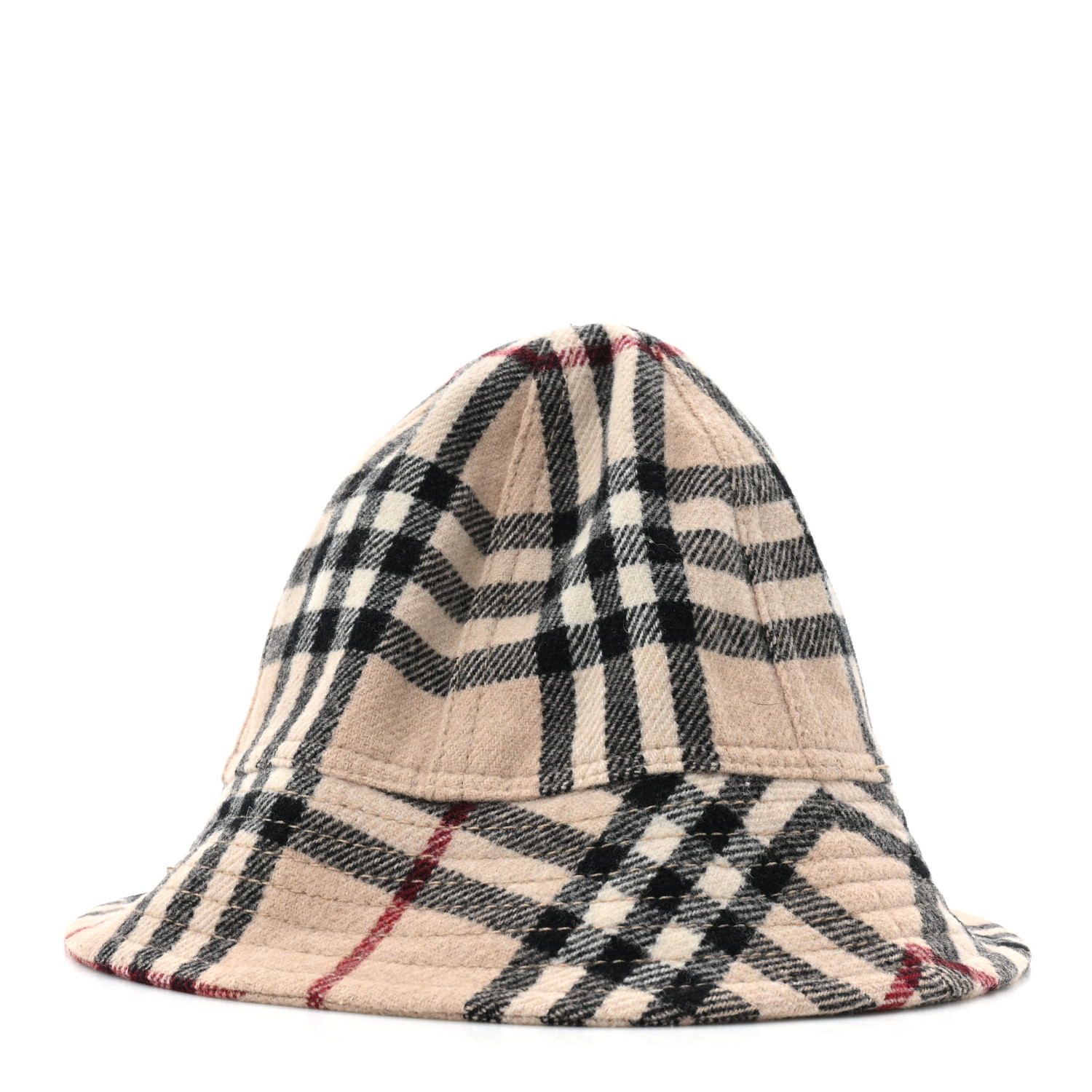 BURBERRY Wool Cotton Vintage Check Bucket Hat Archive Beige