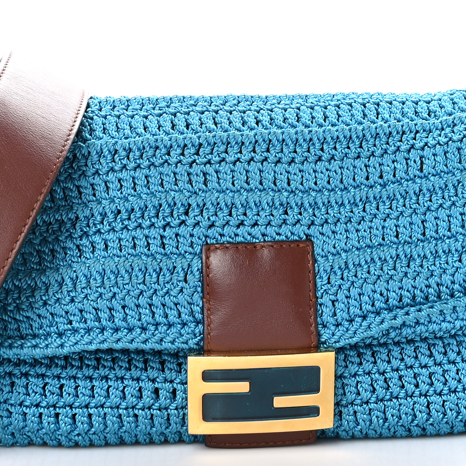 FENDI Fabric Crochet Vitello Grace Plexiglass Baguette Cyber