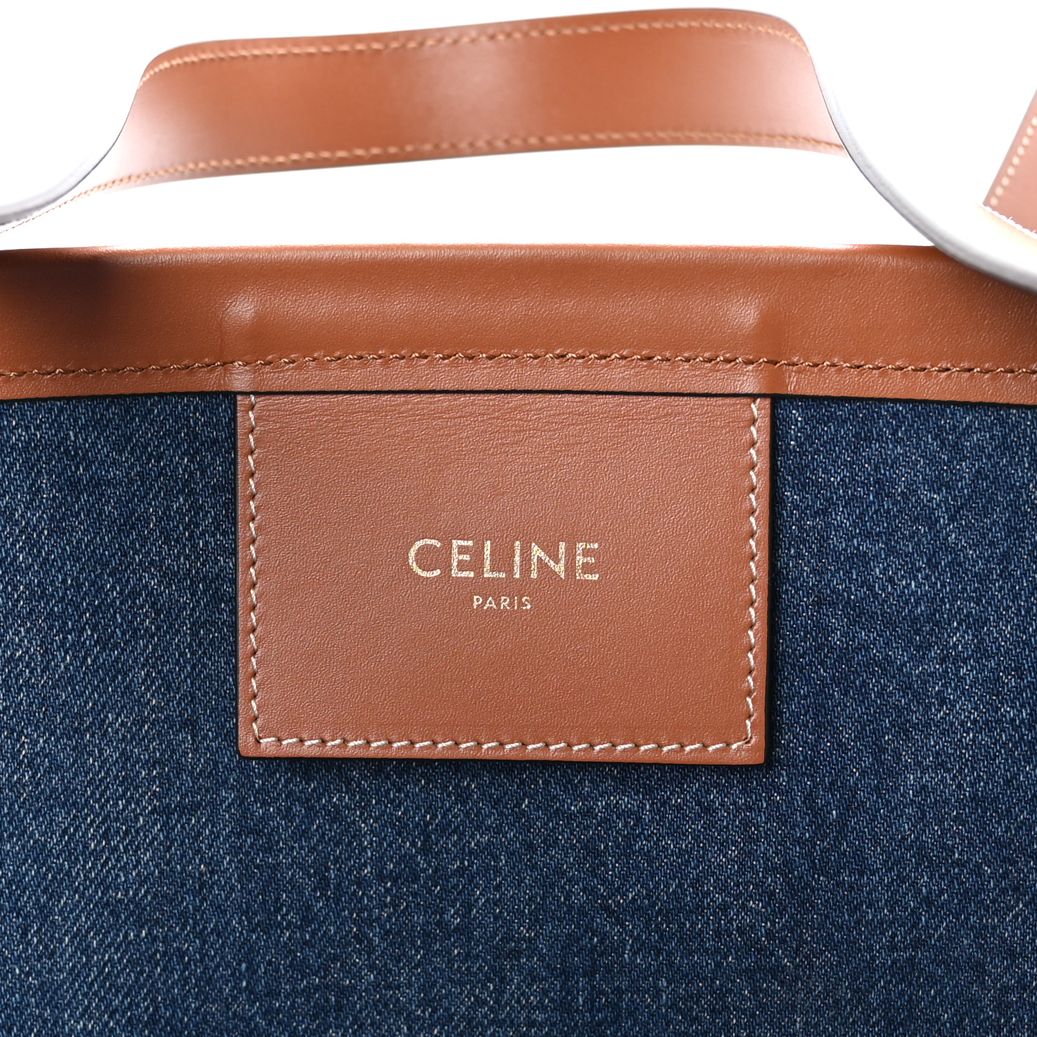 CELINE Denim Calfskin Large Couffin Logo Tote Blue 1546090