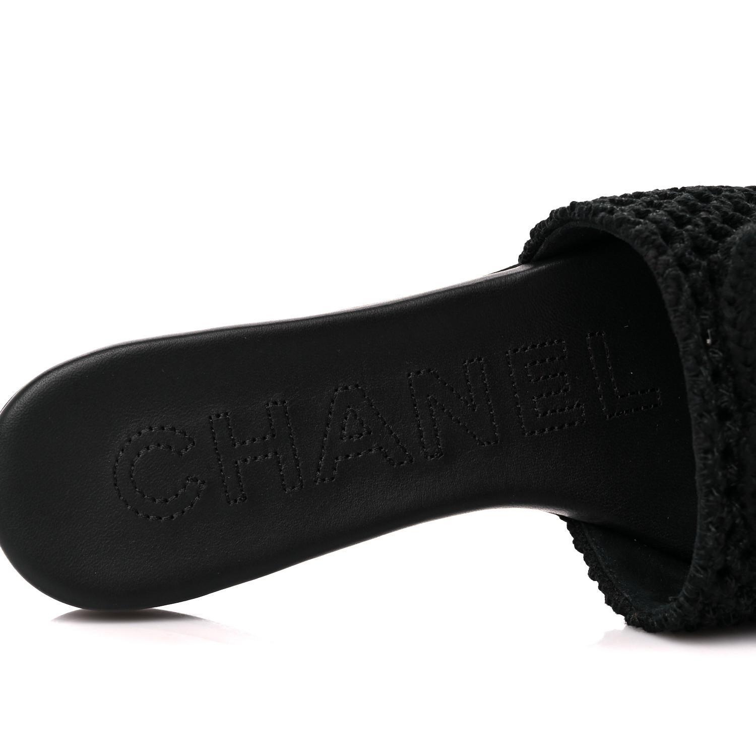 CHANEL Crochet CC Mules Sandals 37 Black 1464209 | FASHIONPHILE