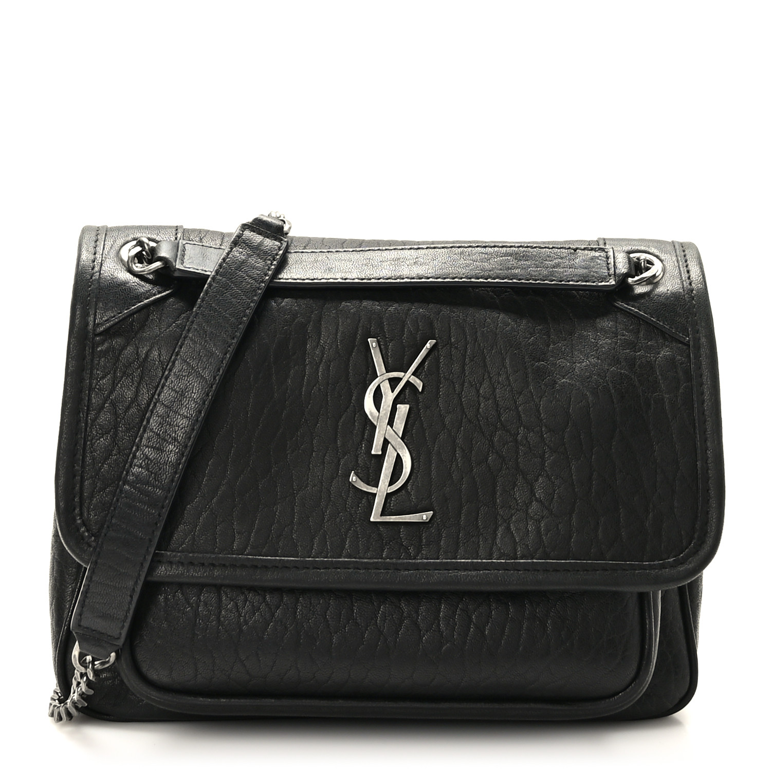 【ナオミ】YSL NIKI baby black 黒 SAINT LAURENT Grained Lambskin Monogram Baby Niki Chain