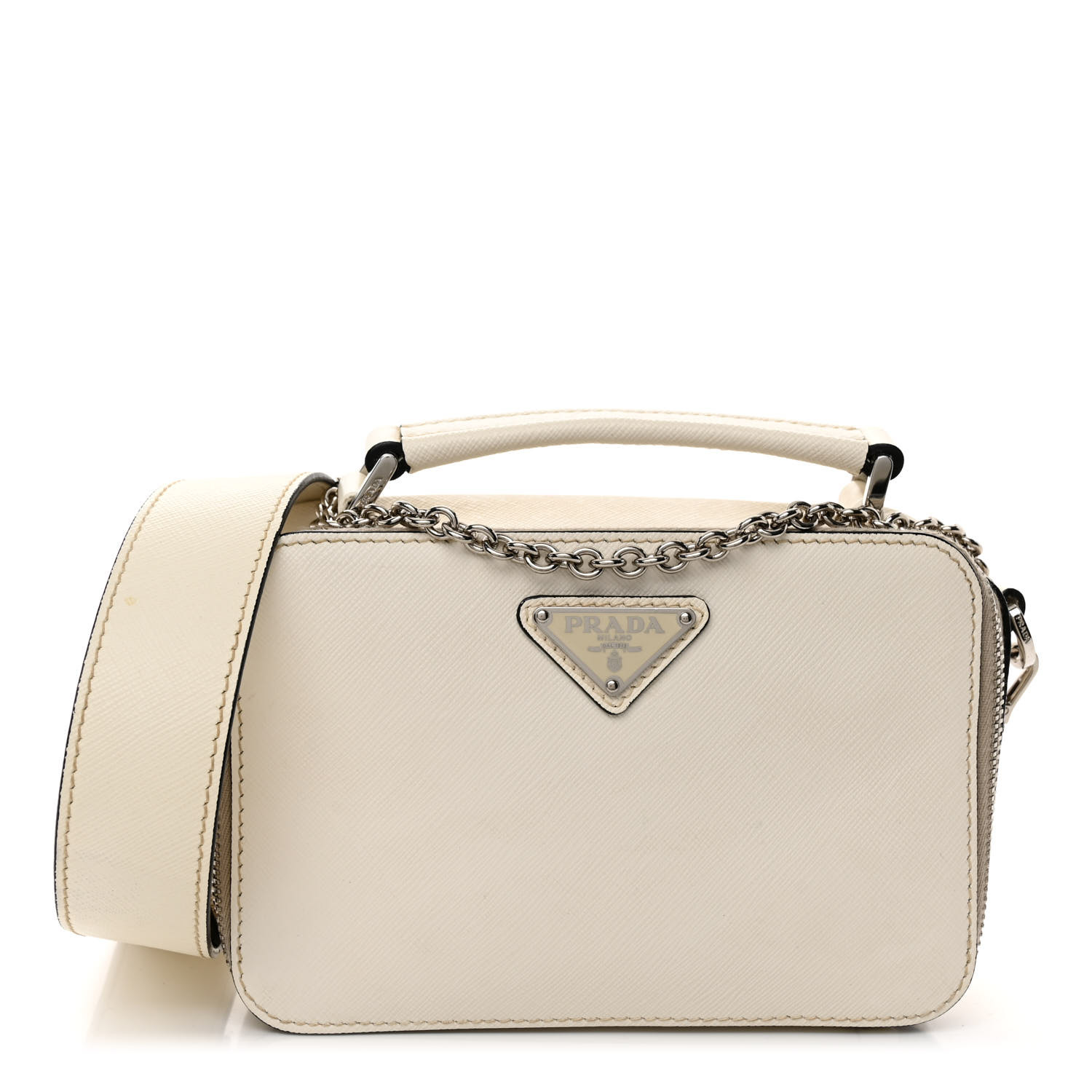 PRADA Saffiano Travel Small Brique Top Handle Crossbody Bag