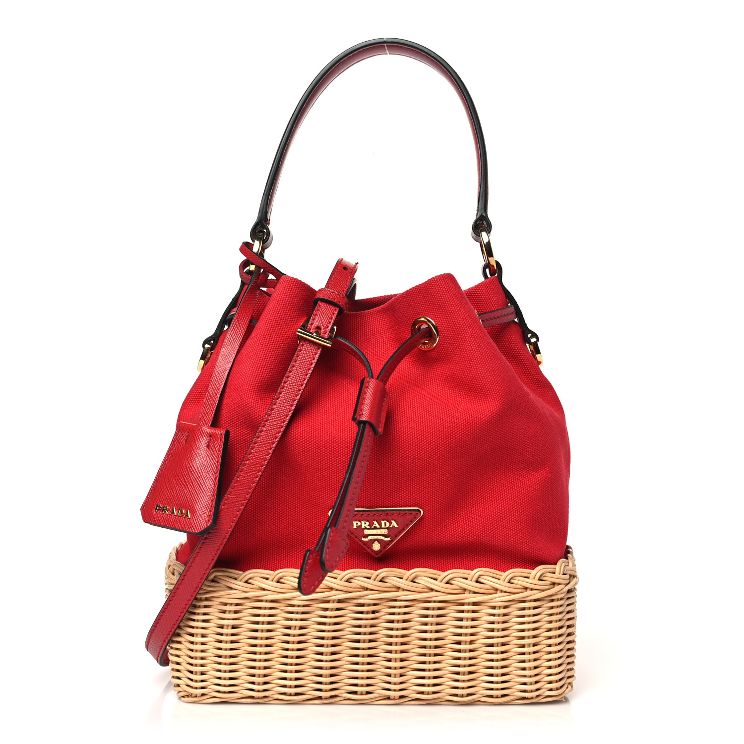 【PRADA】SAFFIANO BUCKET BAG Prada Saffiano Leather Bucket Bag, Red | Costco