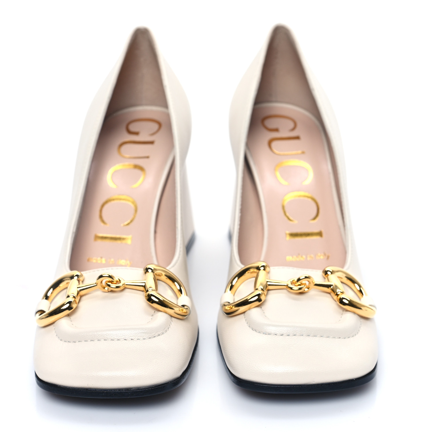 GUCCI Malaga Kid Horsebit 75mm Pumps 35 Mystic White 1610440