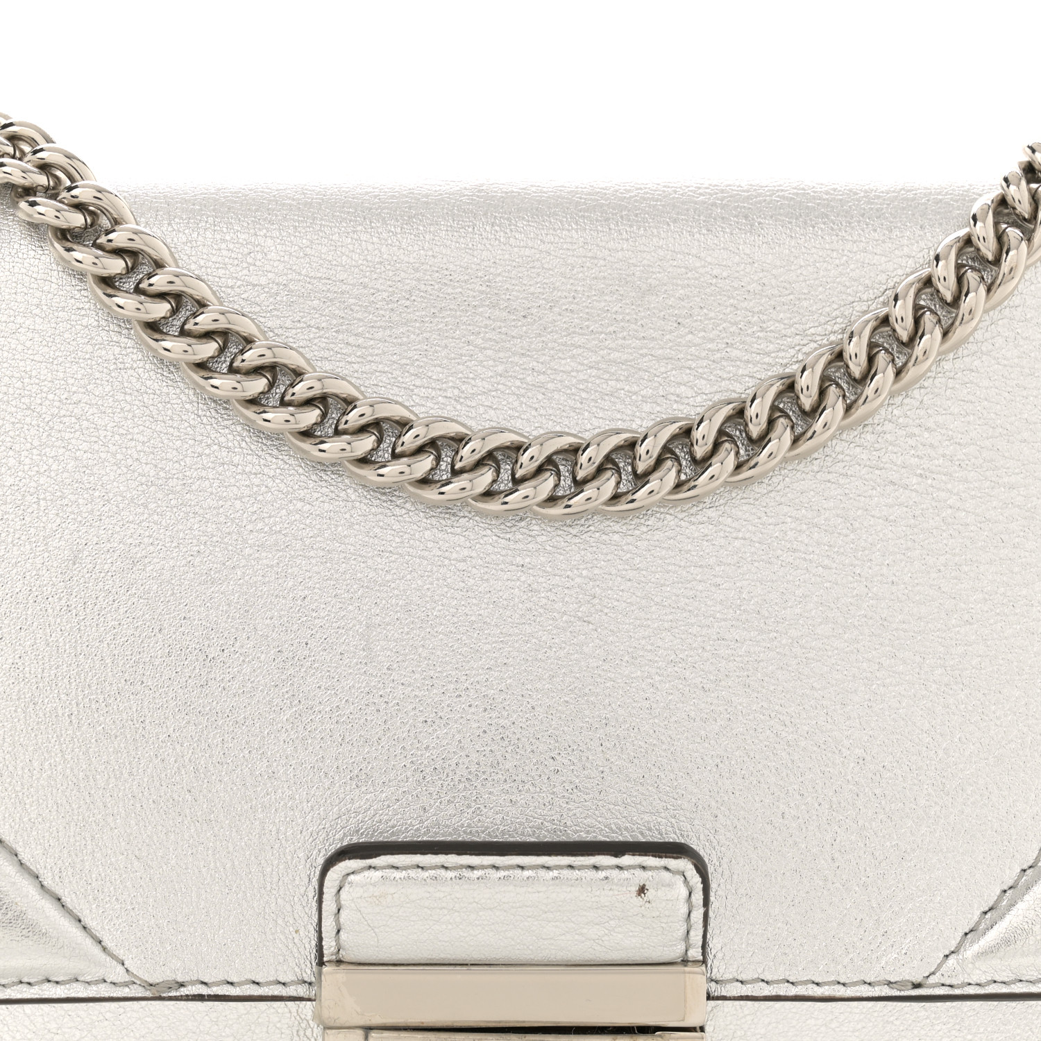 FENDI Agnello Old Shine Small Kan U Shoulder Bag Silver