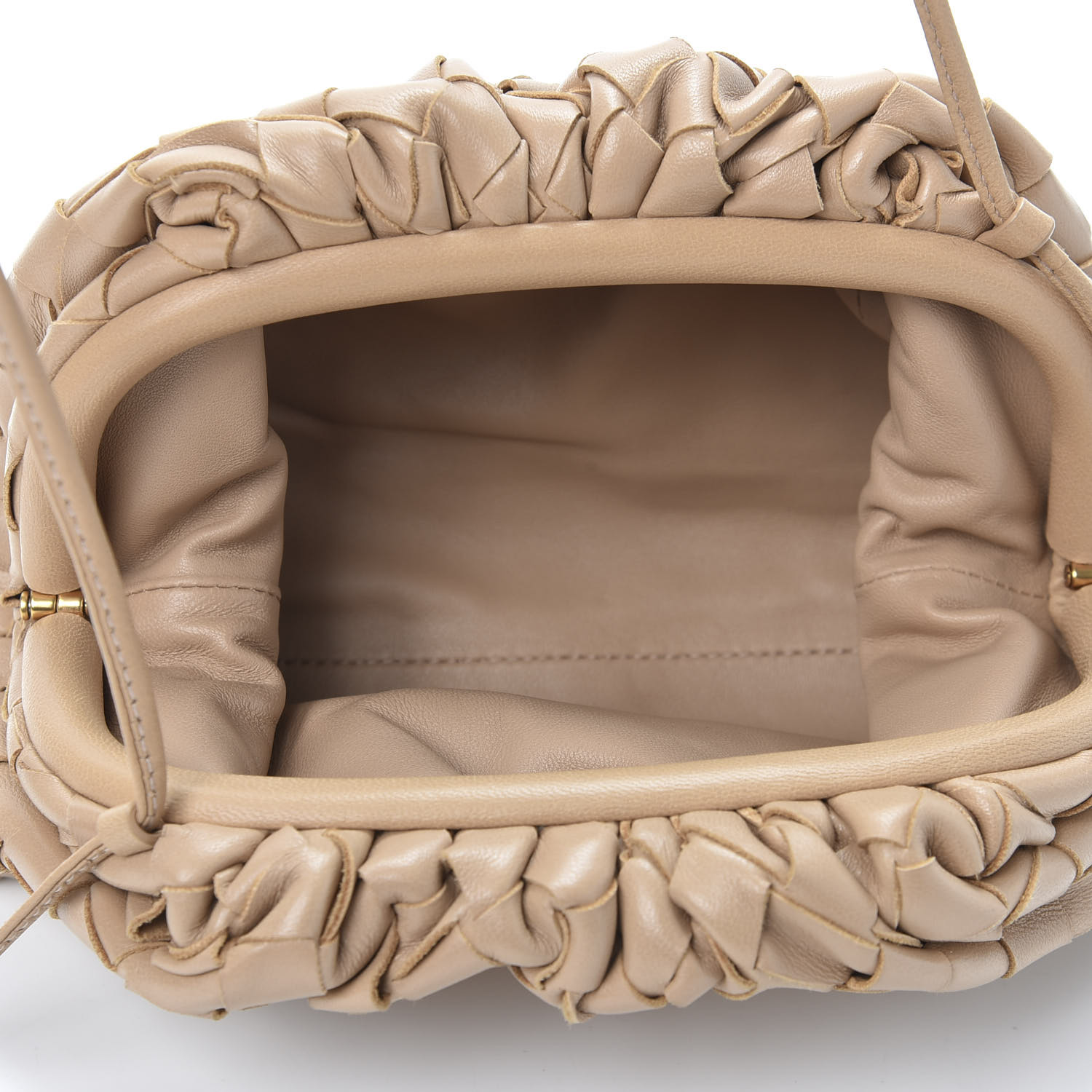 BOTTEGA VENETA Nappa Intrecciato The Mini Pouch Almond