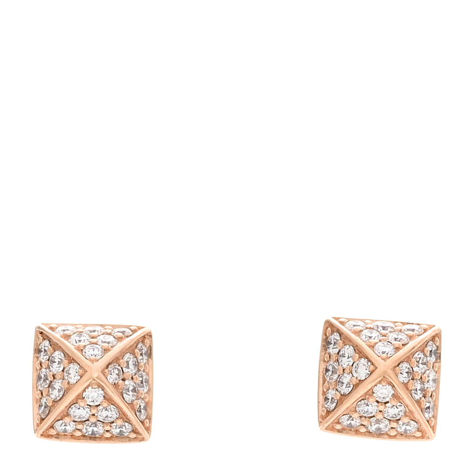 HERMES 18K Rose Gold Diamond Clou d'H Stud Earrings 1436735