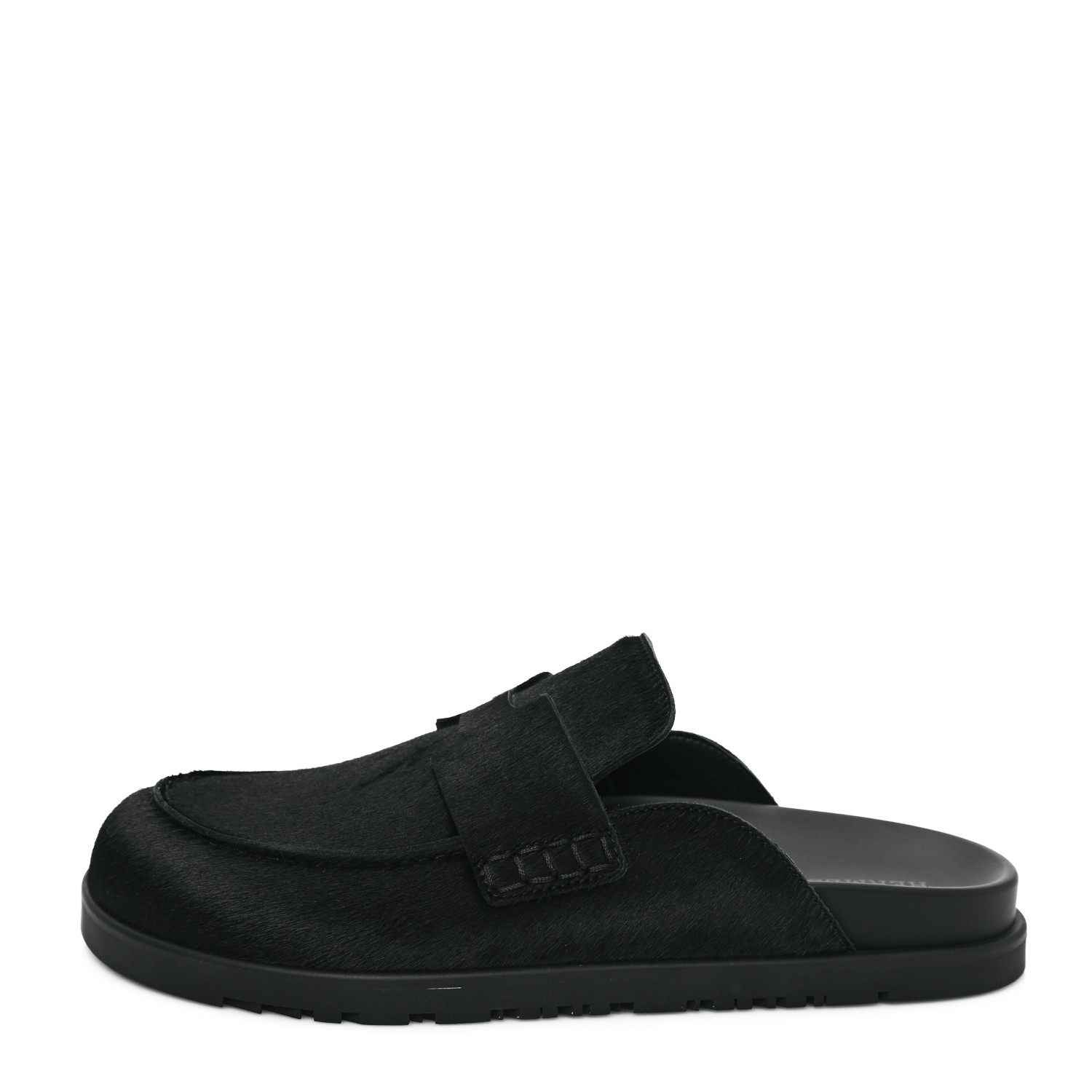 HERMES Calfskin Hair Go Mules 38 Black 1605358 | FASHIONPHILE