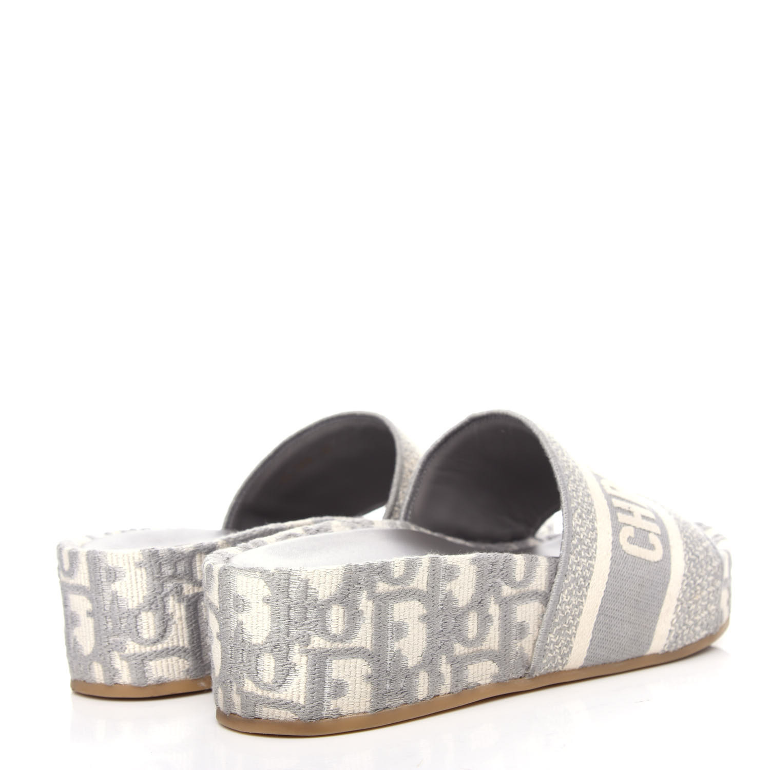 CHRISTIAN DIOR Oblique D-Way Platform Sandal 37 Grey Stone