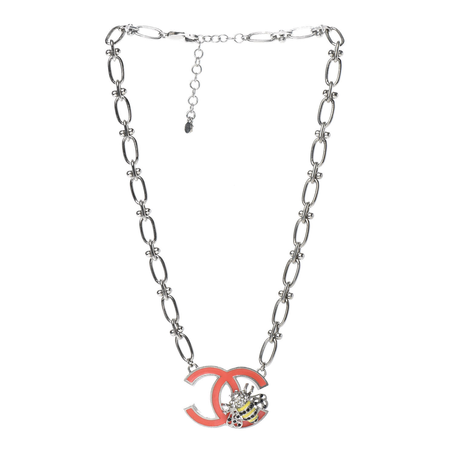 橘姫♡CHANEL♡ℓσνє CHANEL Crystal Bee Pendant Necklace Silver Multicolor 724227