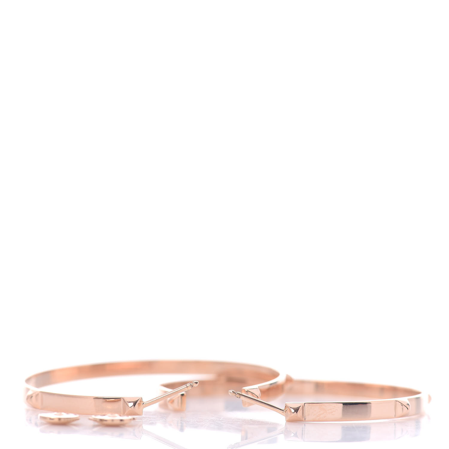 HERMES 18K Rose Gold Mini Clous Hoop Earrings 708398