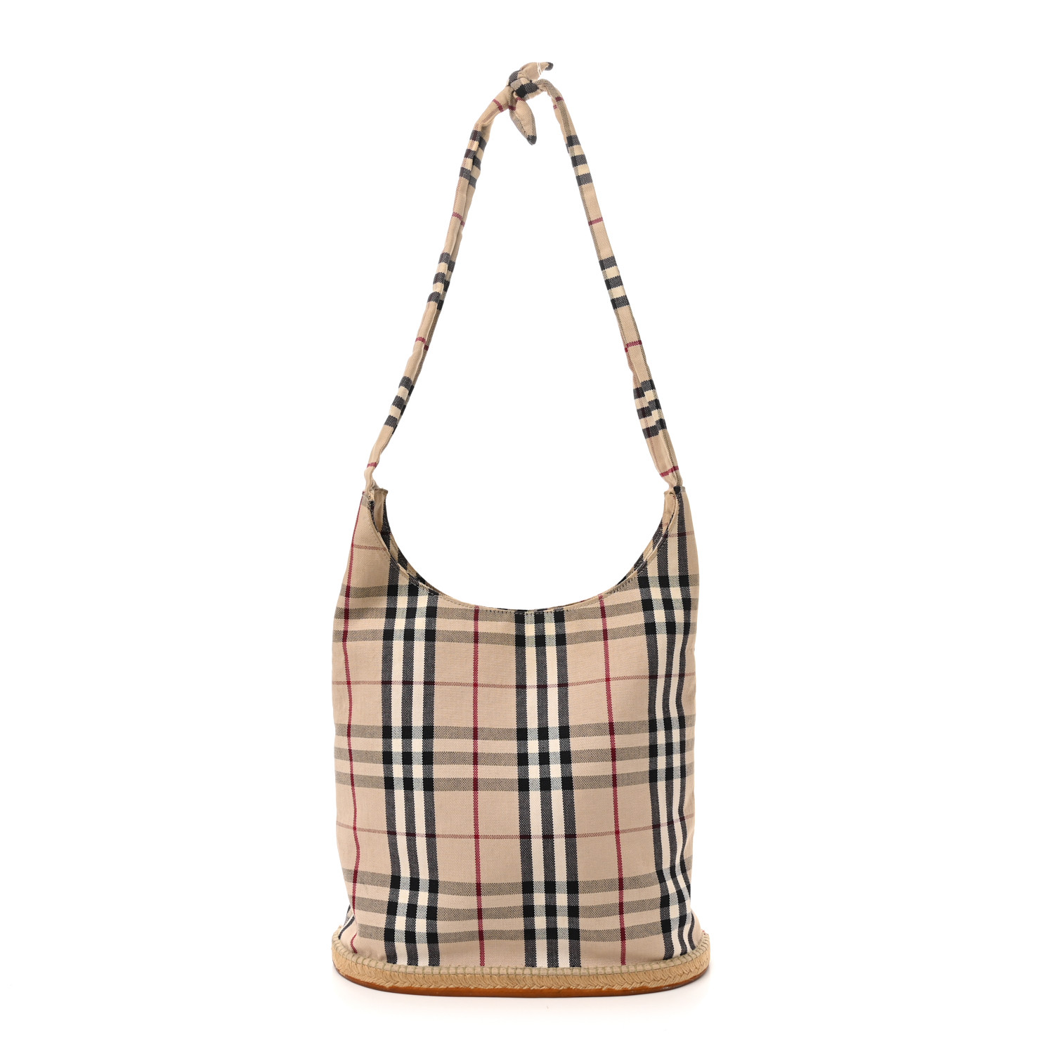 BURBERRY House Check Espadrille Bucket Bag Beige 1392736